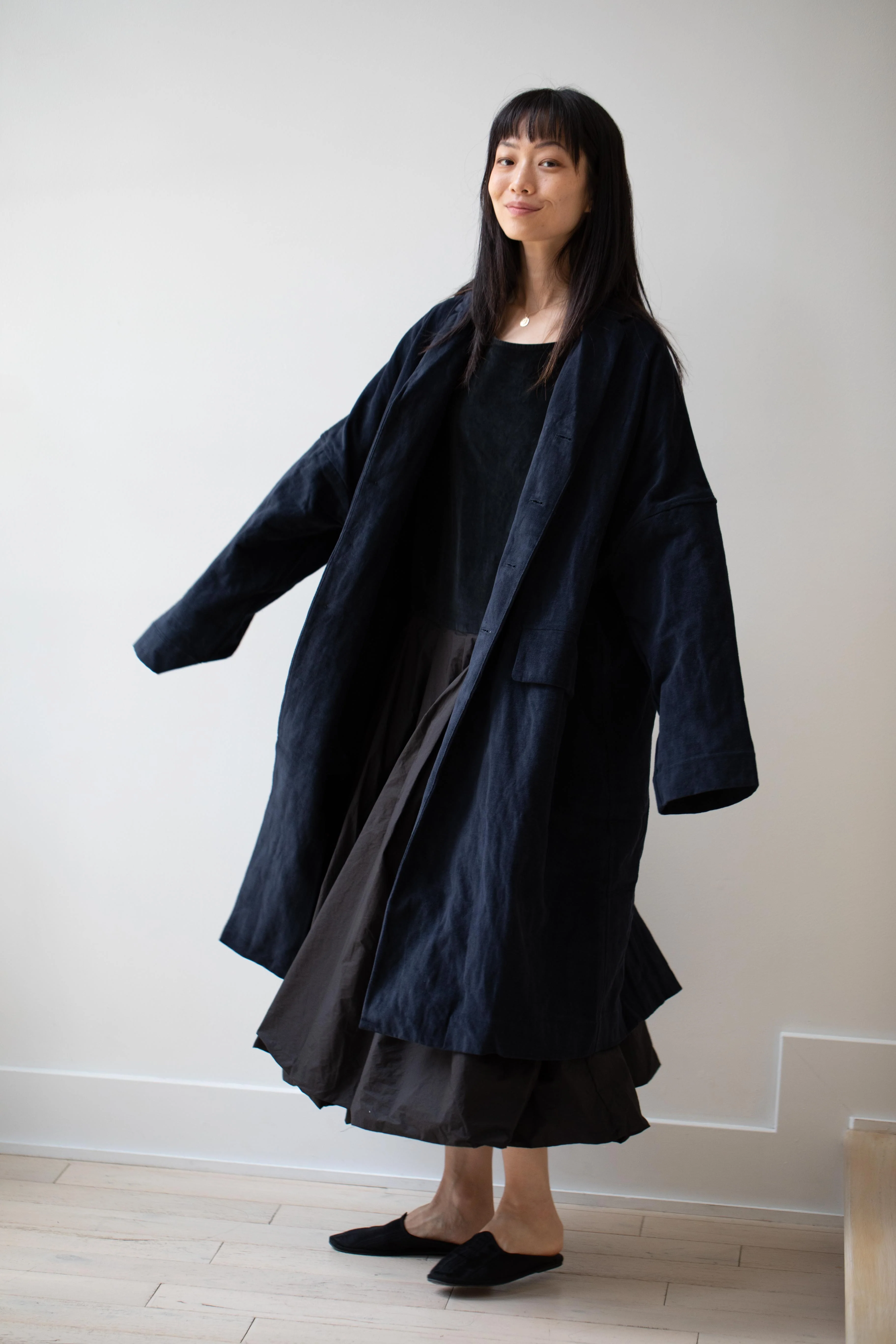 Album di Famiglia | Inox Velvet Loose Coat in Ink - Image 10