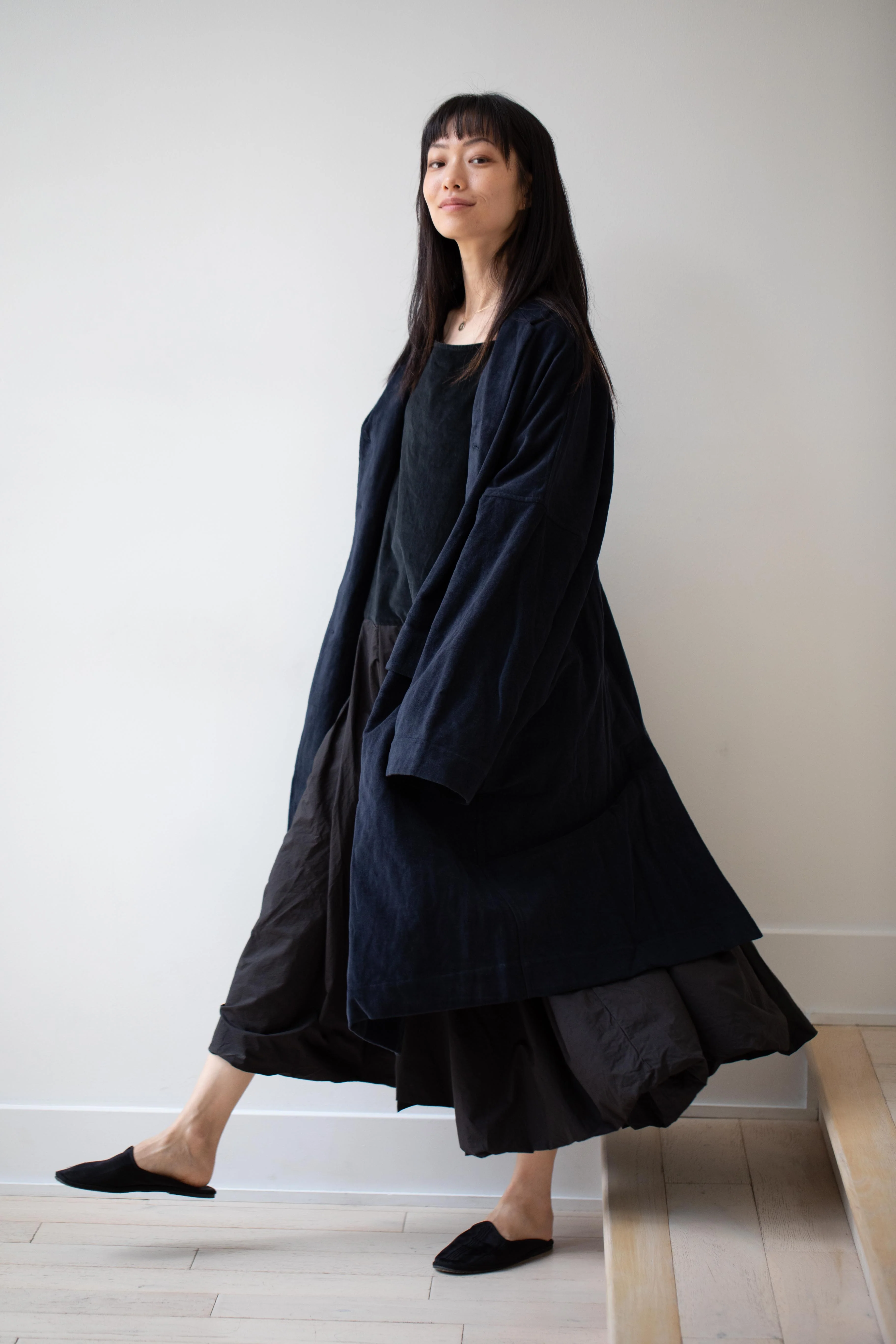 Album di Famiglia | Inox Velvet Loose Coat in Ink - Image 11