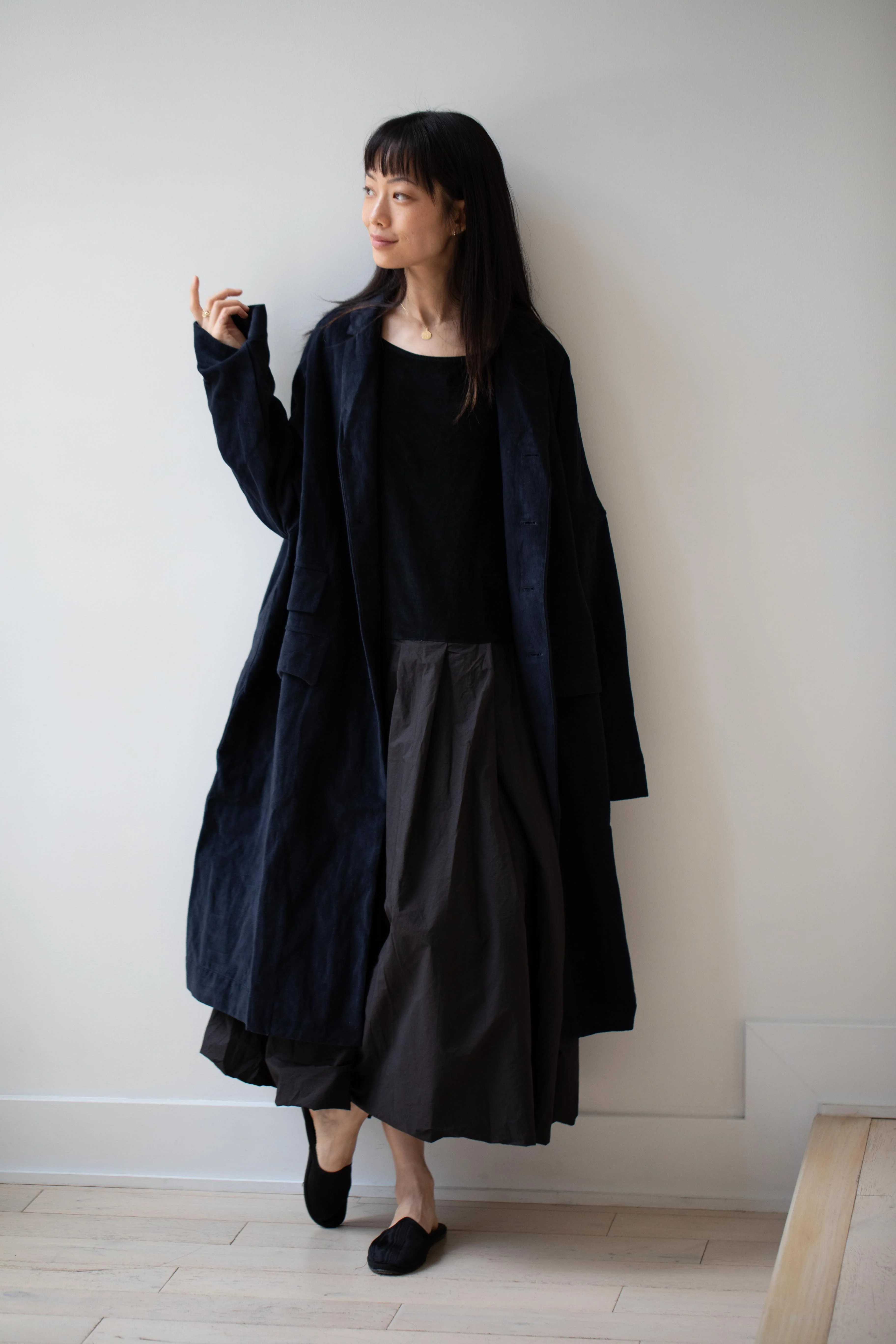 Album di Famiglia | Inox Velvet Loose Coat in Ink - Image 12