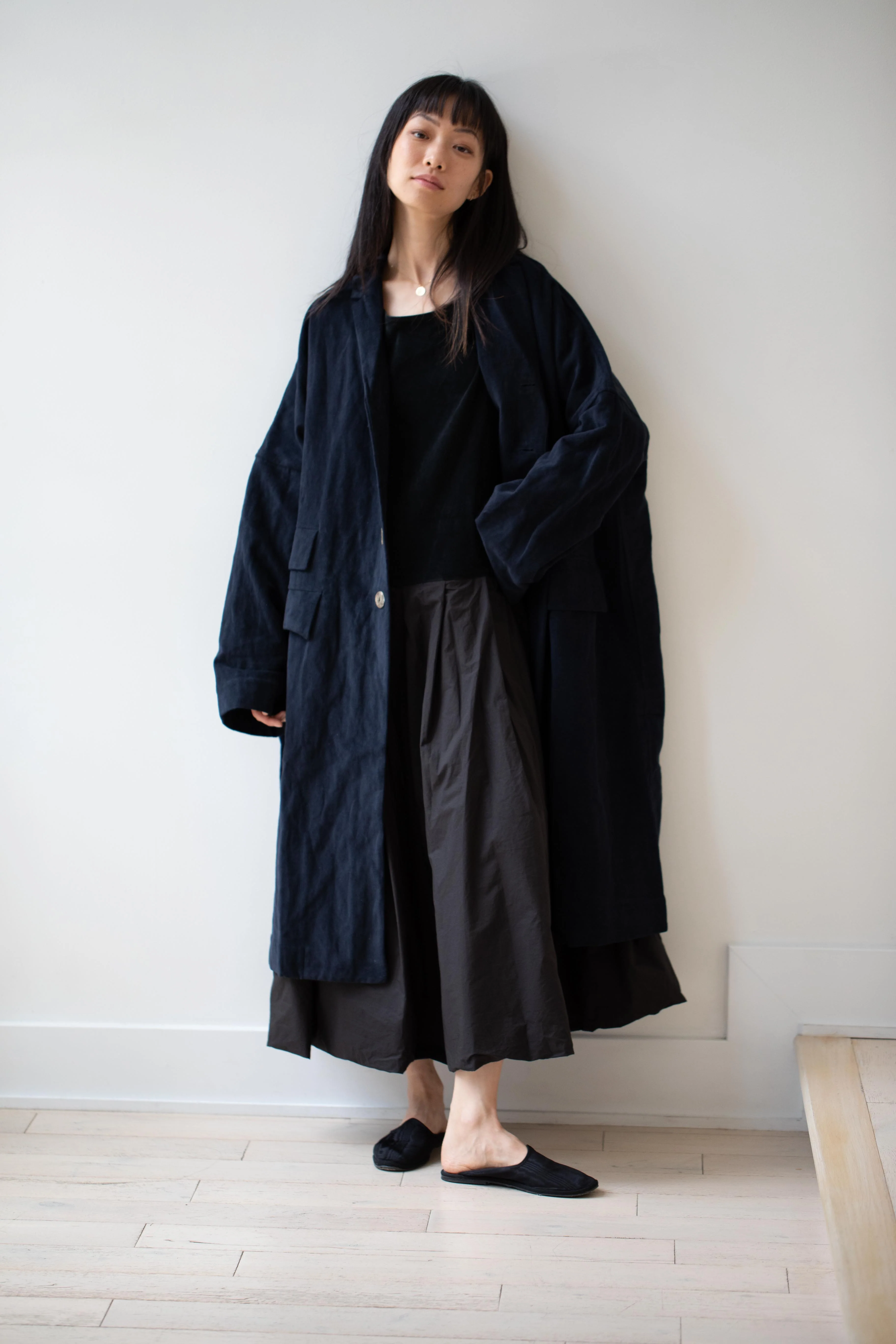 Album di Famiglia | Inox Velvet Loose Coat in Ink - Image 5