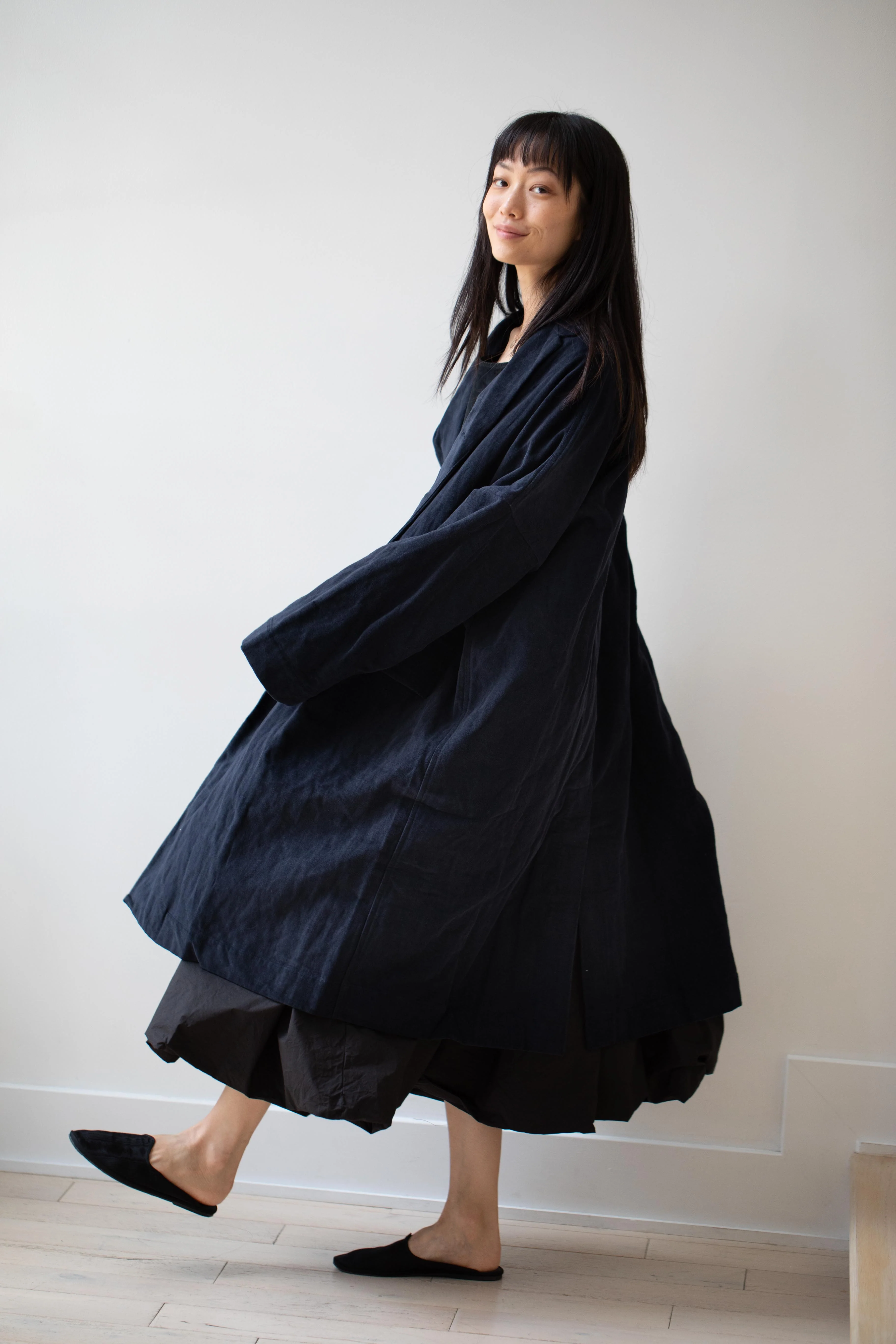Album di Famiglia | Inox Velvet Loose Coat in Ink - Image 9