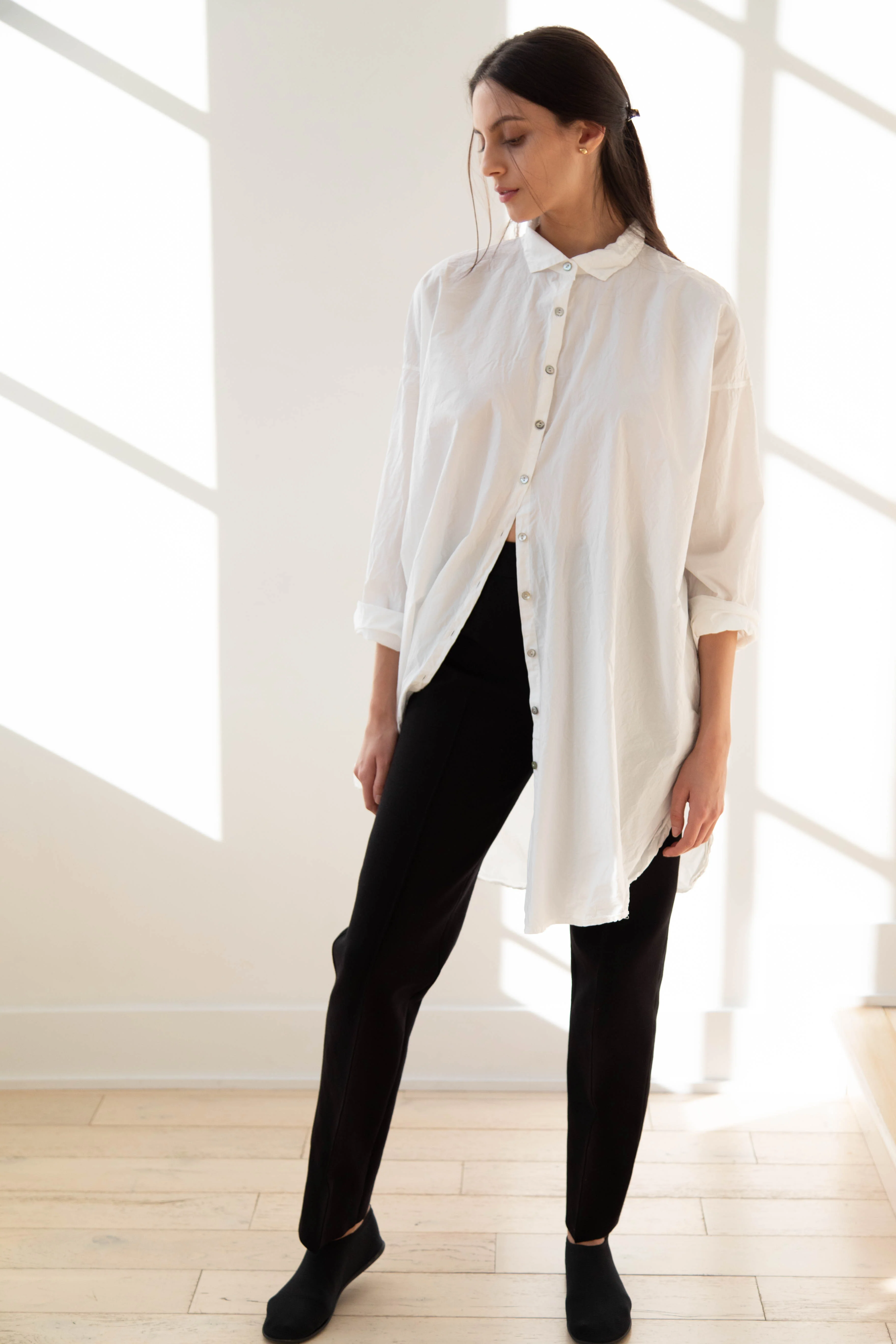 Album di Famiglia | TC Cotton Long Collar Shirt in Milk - Image 8