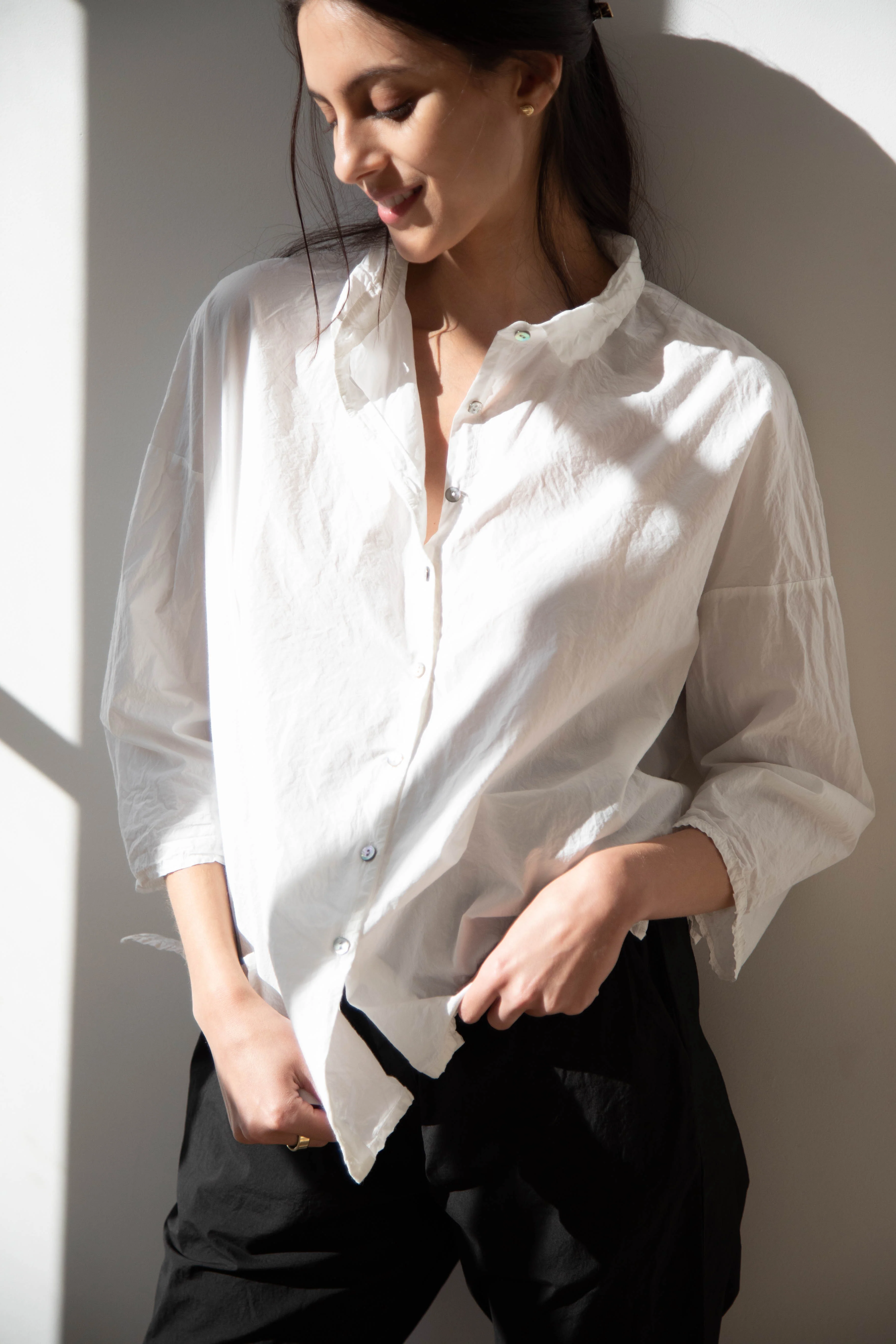 Album di Famiglia | TC Cotton Short Collar Shirt in Milk - Image 14