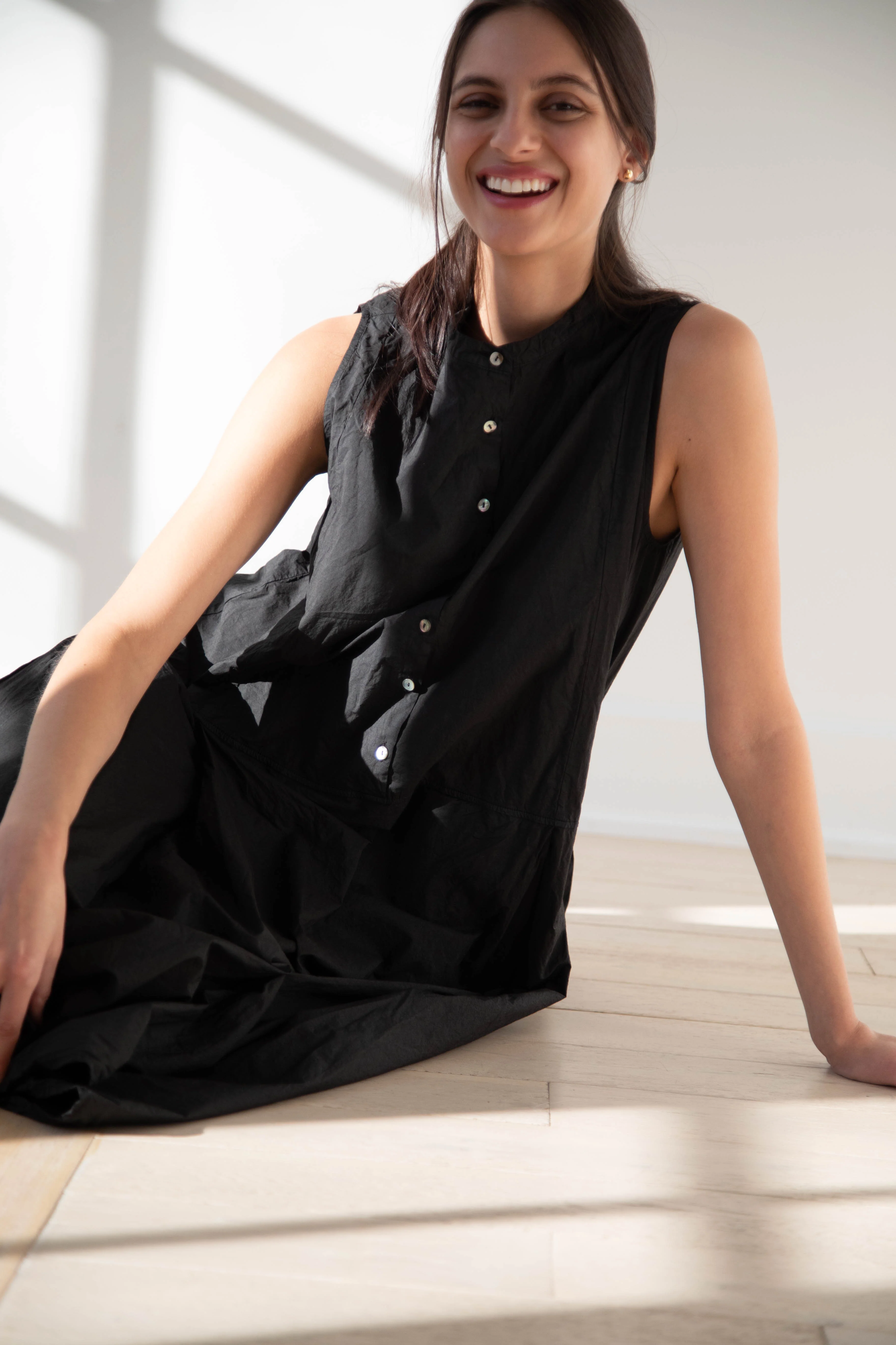 Album di Famiglia | TC Cotton Sleeveless Dress in Black - Image 11