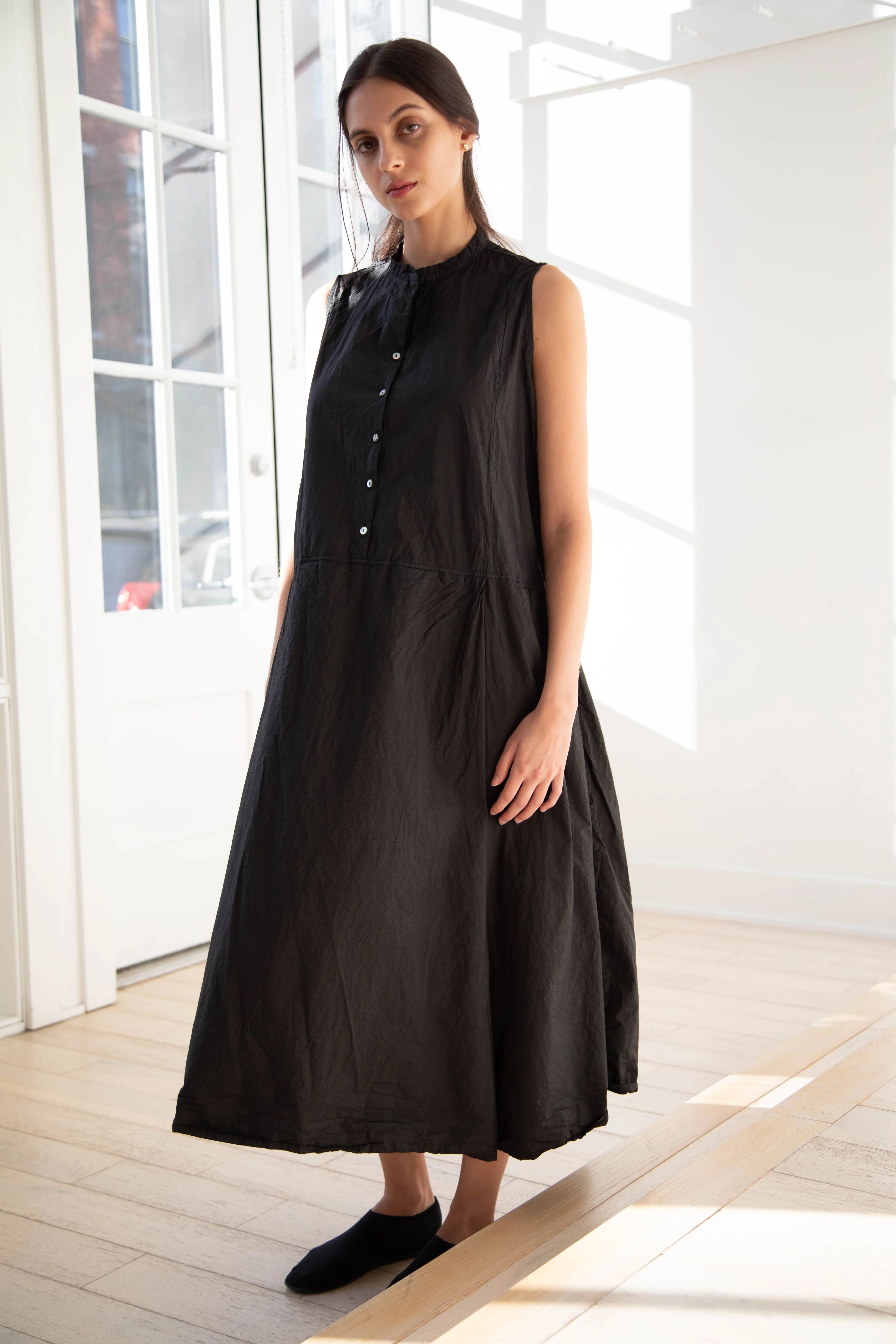 Album di Famiglia | TC Cotton Sleeveless Dress in Black - Image 3