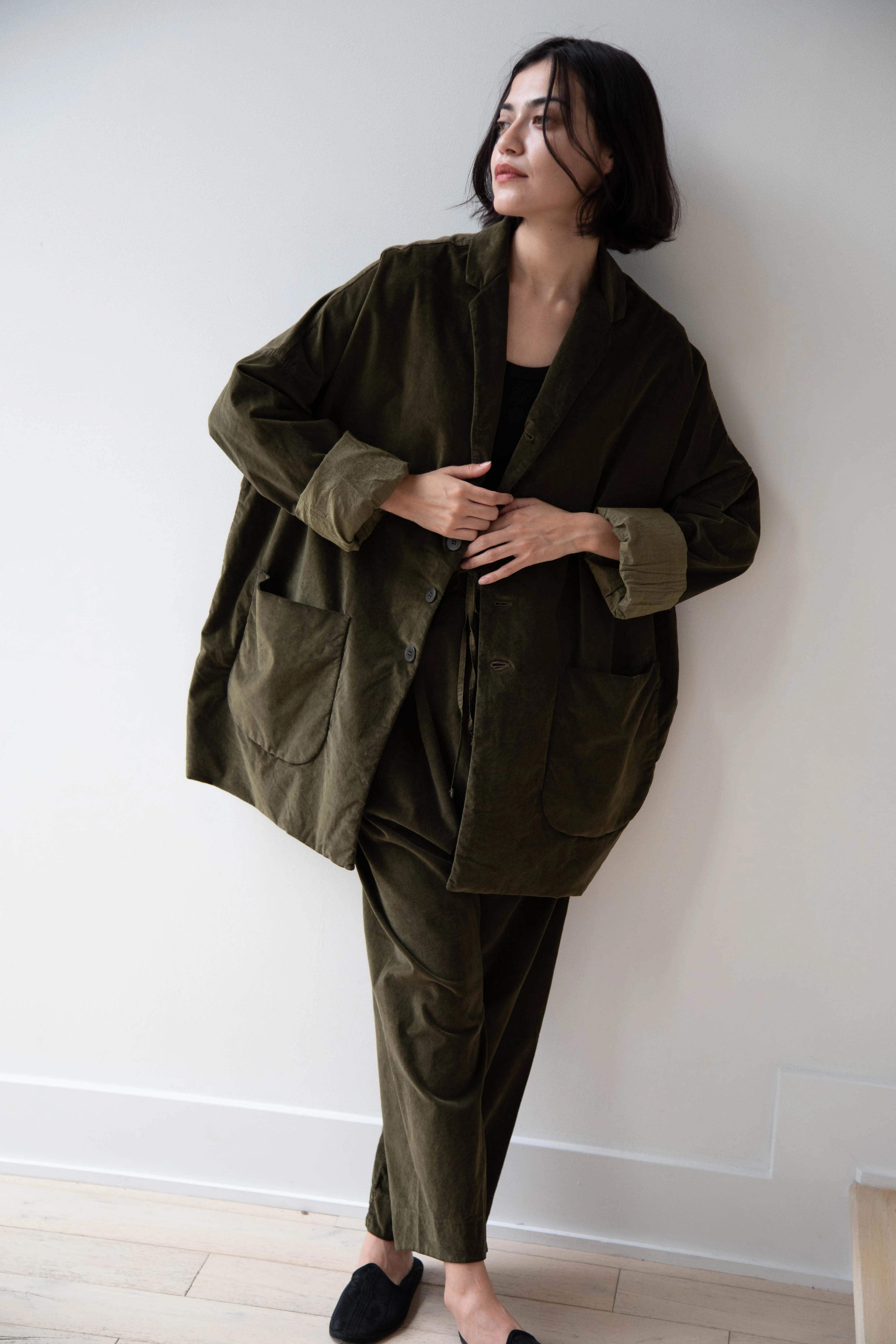 Album di Famiglia | Velvet Big Blazer in Olive - Image 4