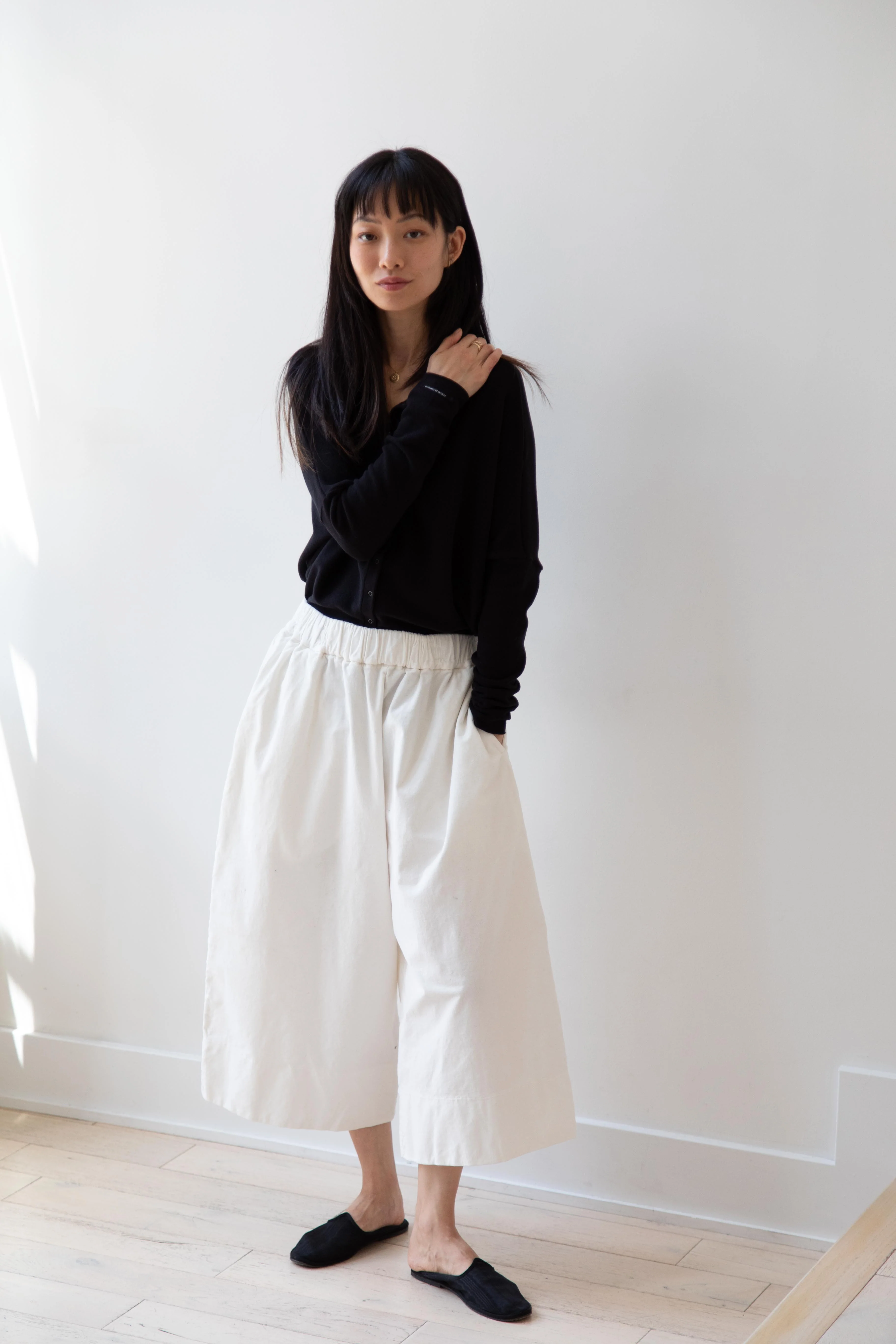 Album di Famiglia | Velvet Wide Trousers in Milk - Image 8