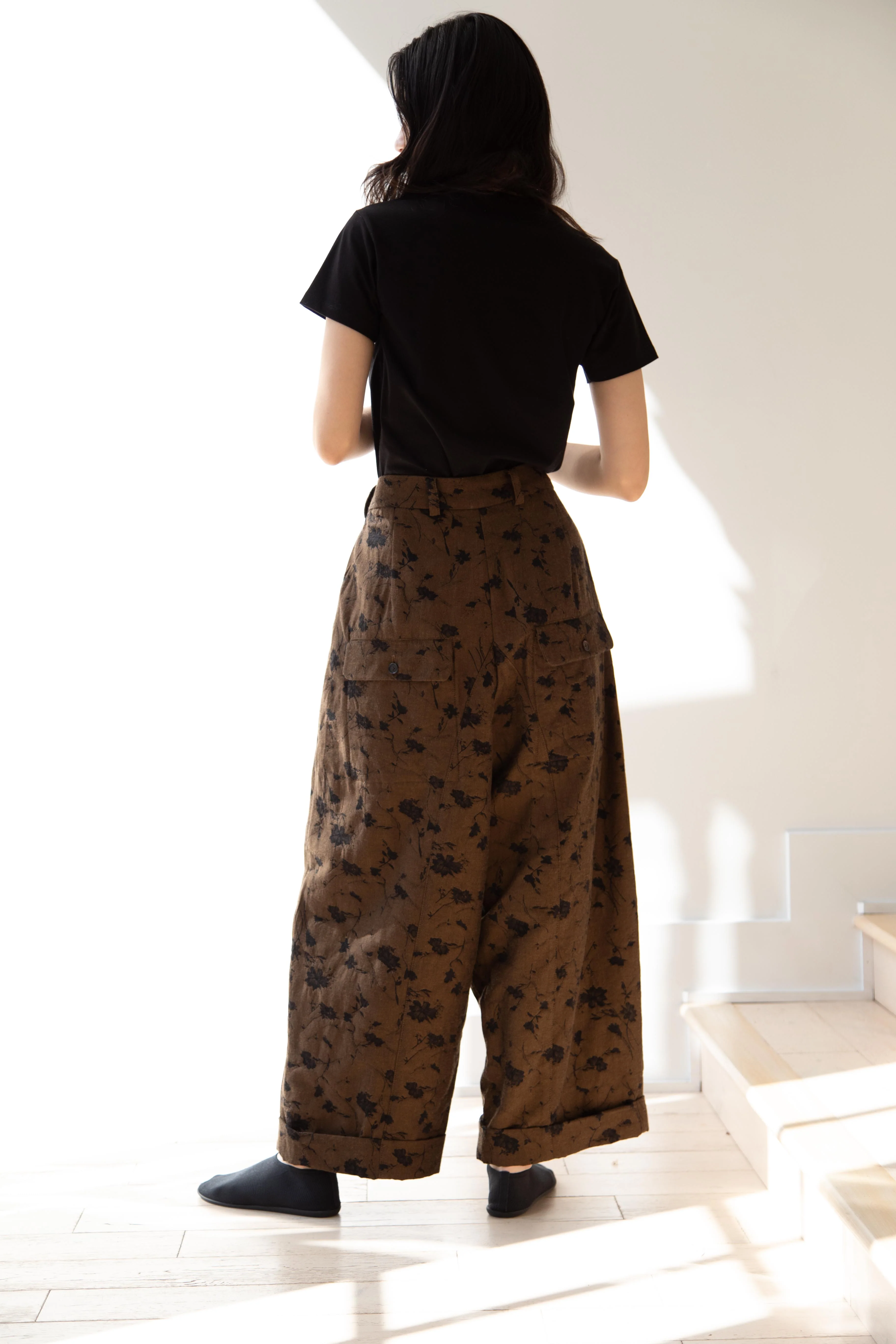 Aleksandr Manamïs | Wide Crop Trouser in Brown & Black Jacquard - Image 22