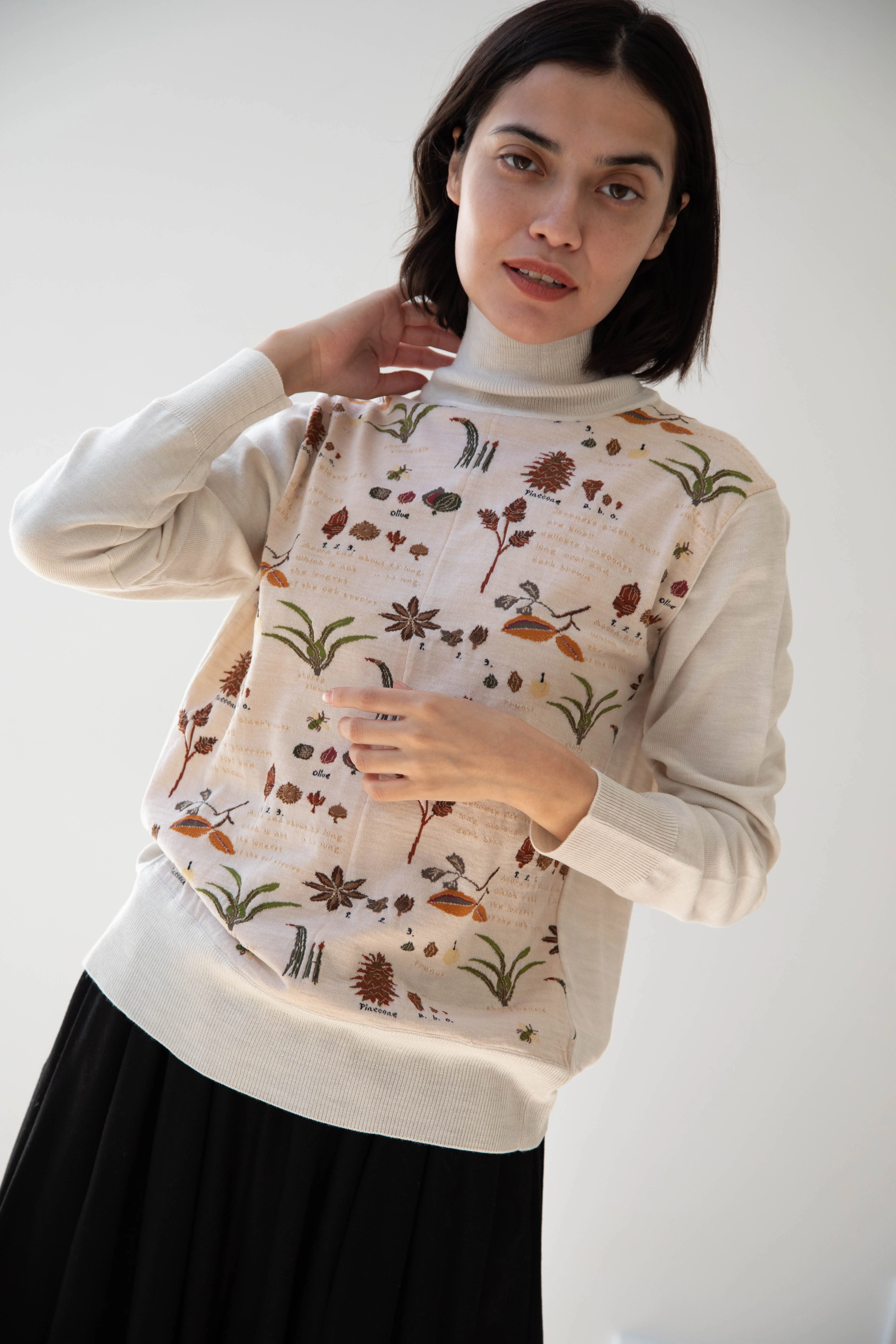 Antipast | Botanical Turtleneck Pullover in Ivory - Image 13