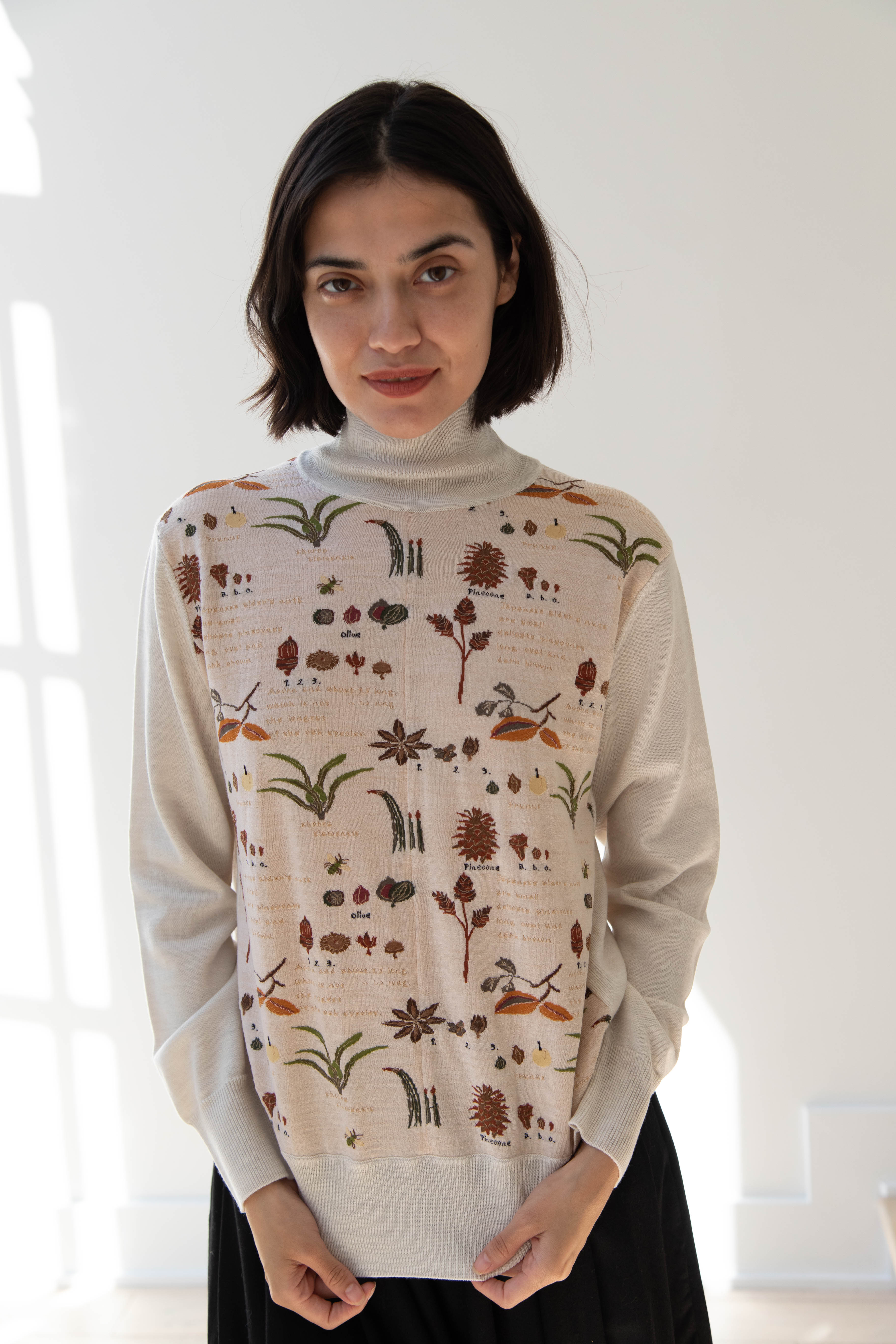 Antipast | Botanical Turtleneck Pullover in Ivory - Image 19