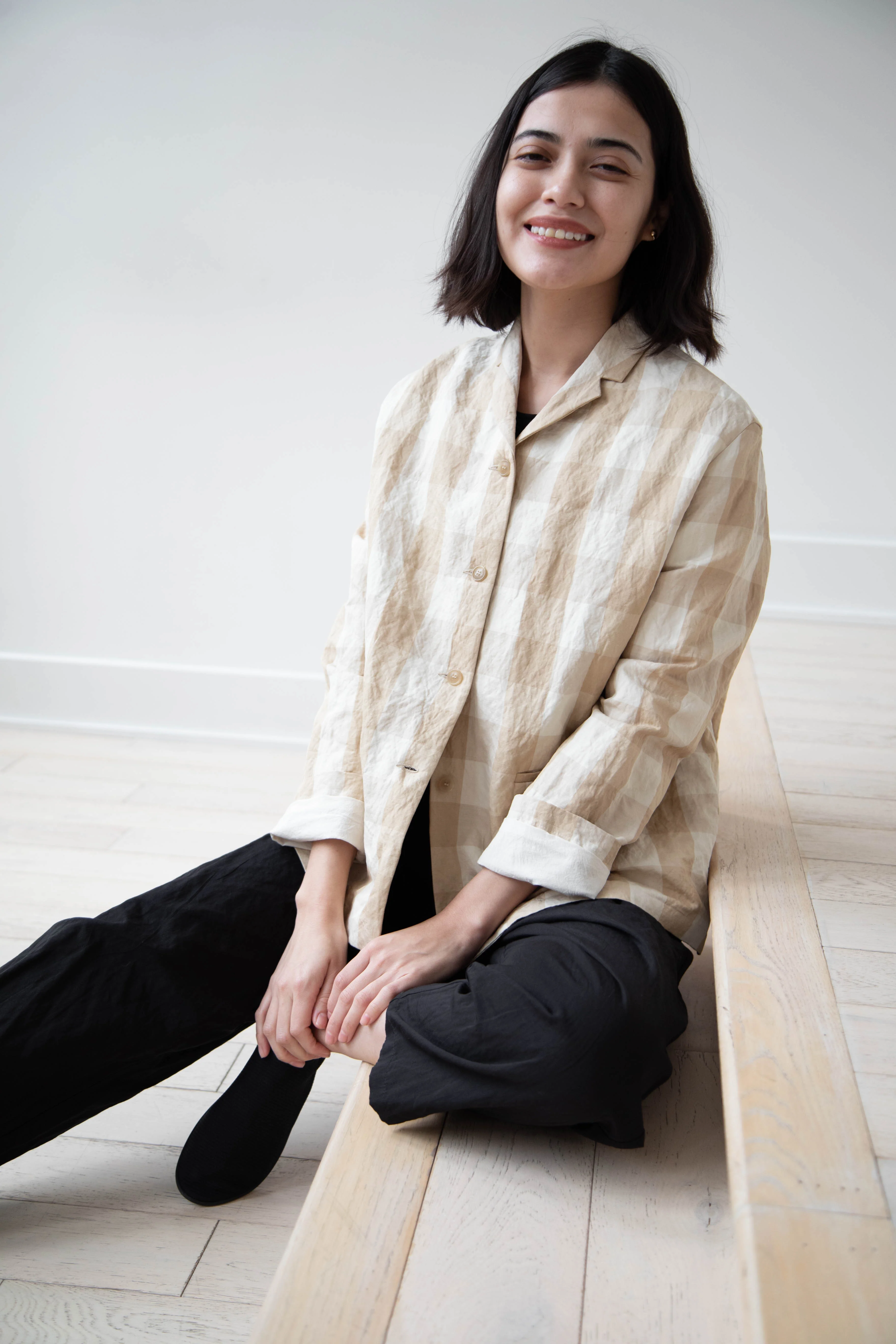 Apuntob | Check Jacket in Natural - Image 3