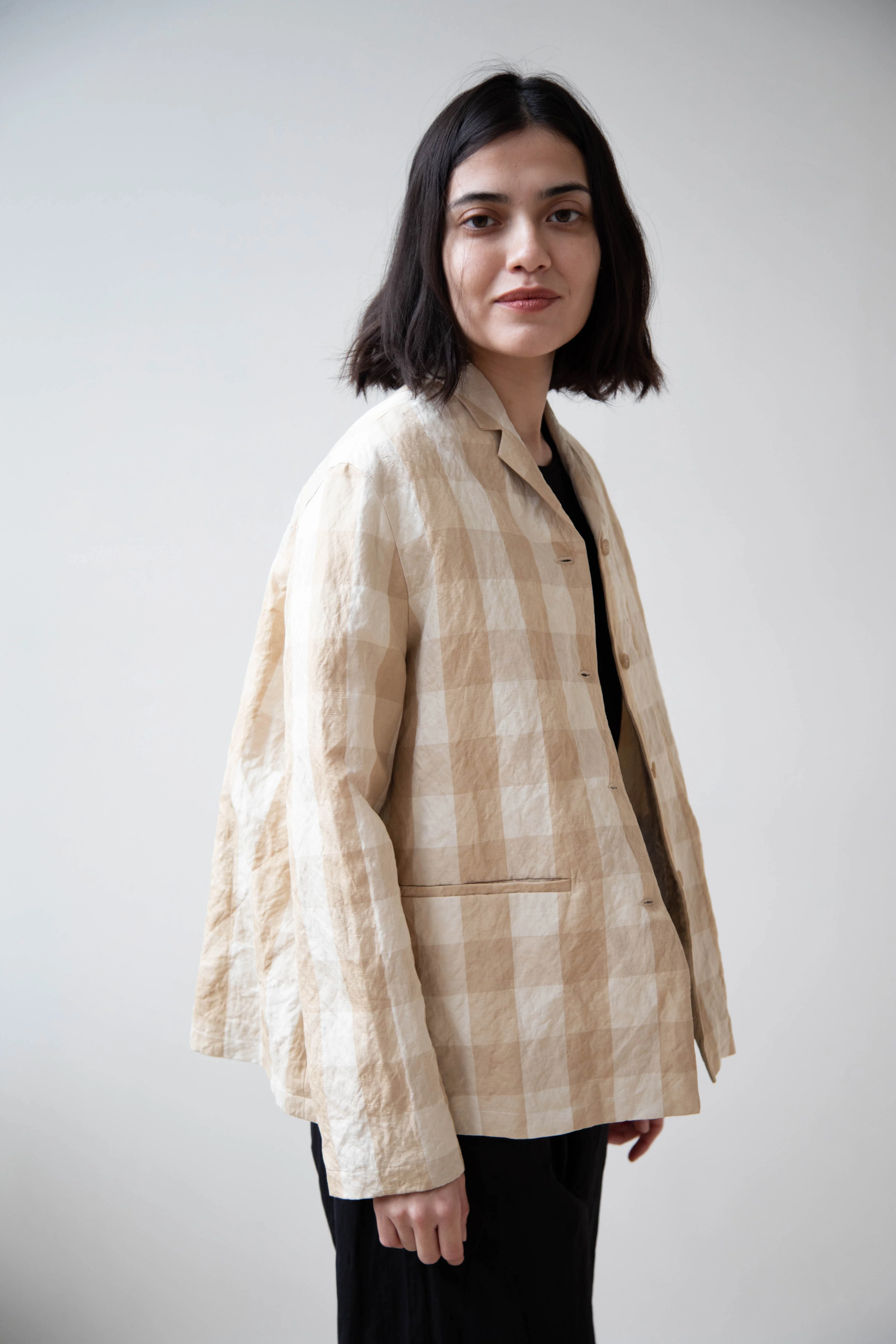 Apuntob | Check Jacket in Natural - Image 30