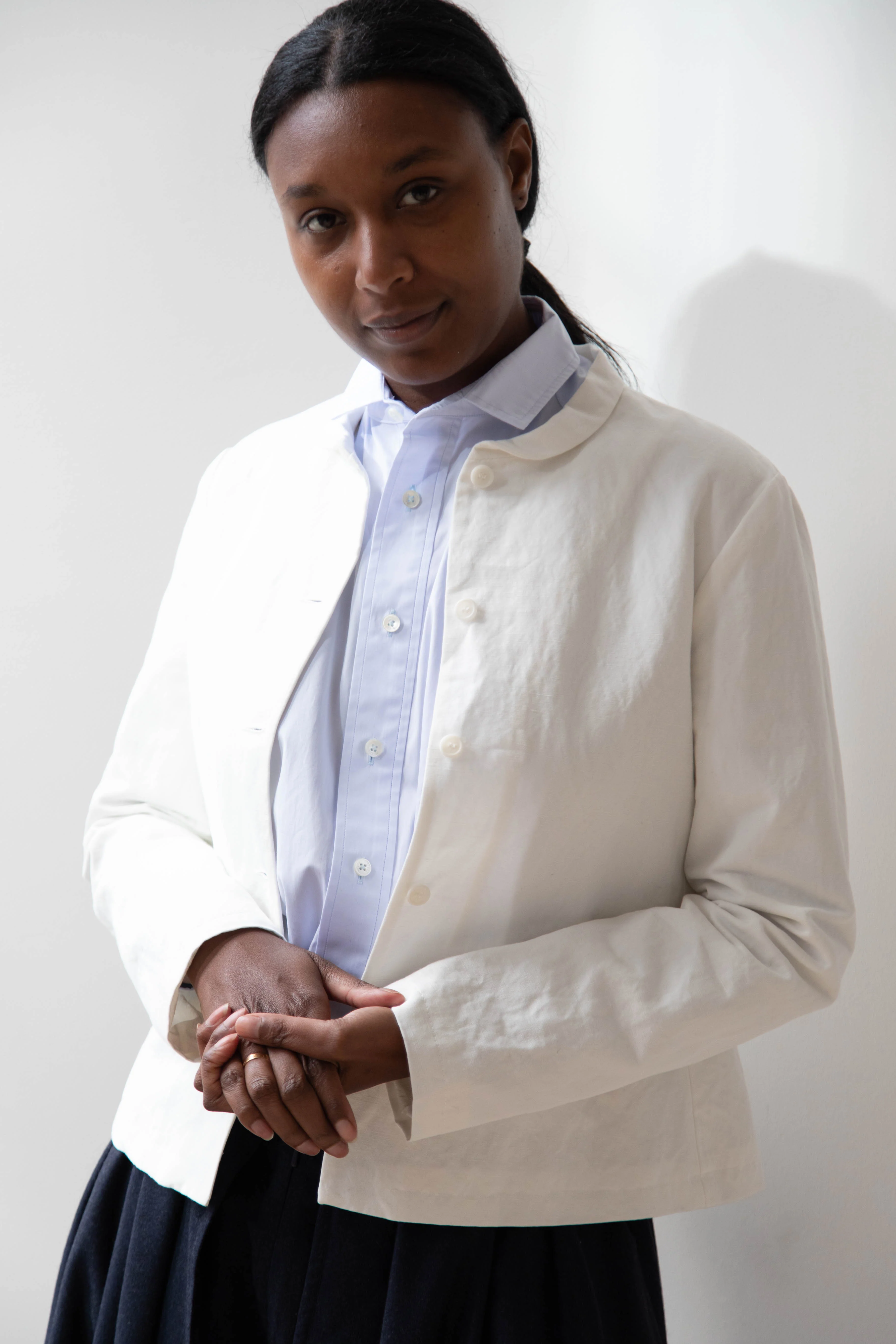 Apuntob | Heavy Cotton Linen Jacket in Milk - Image 3