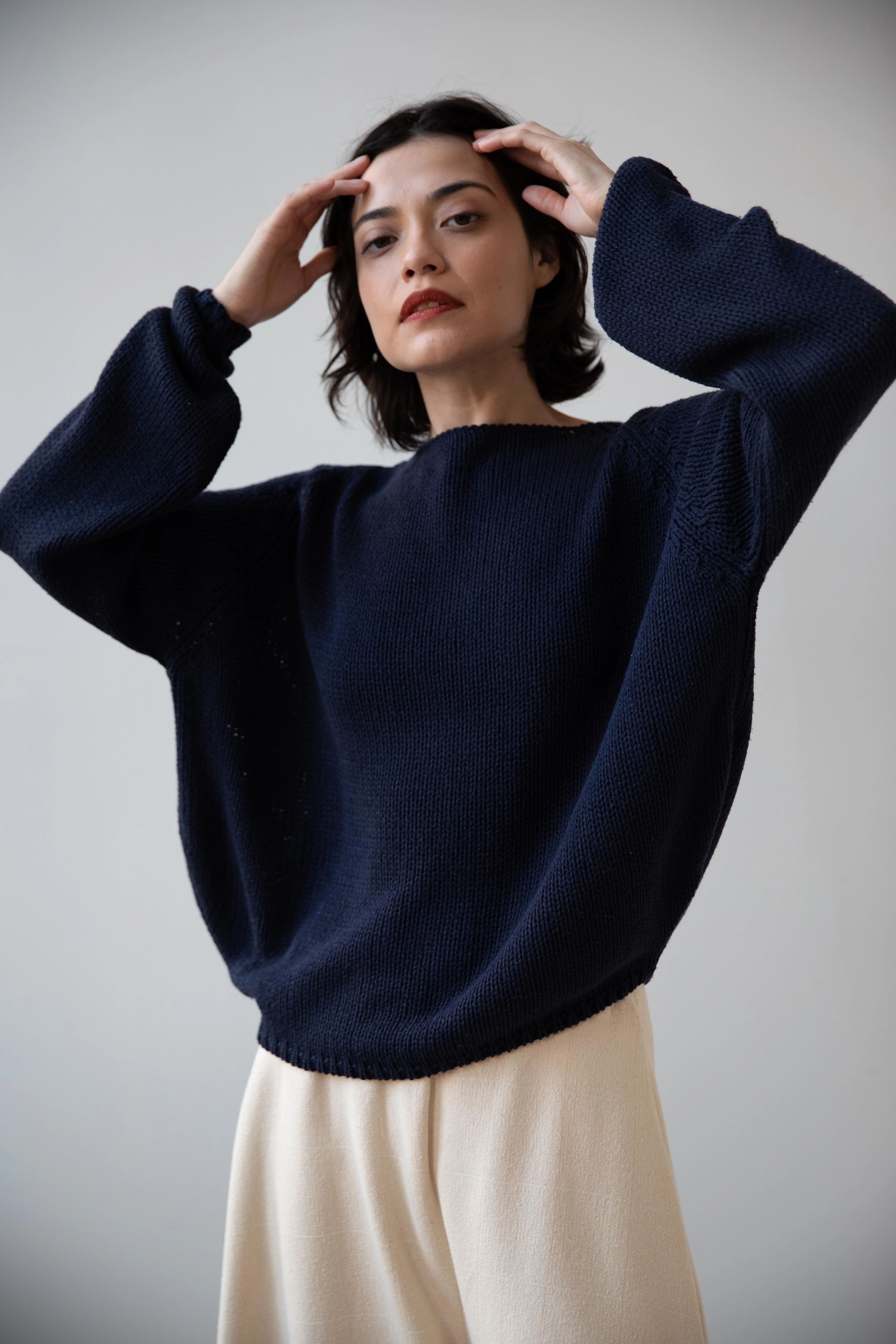 Apuntob | Heavy Wild Silk Raglan Sweater in Abyss - Image 24