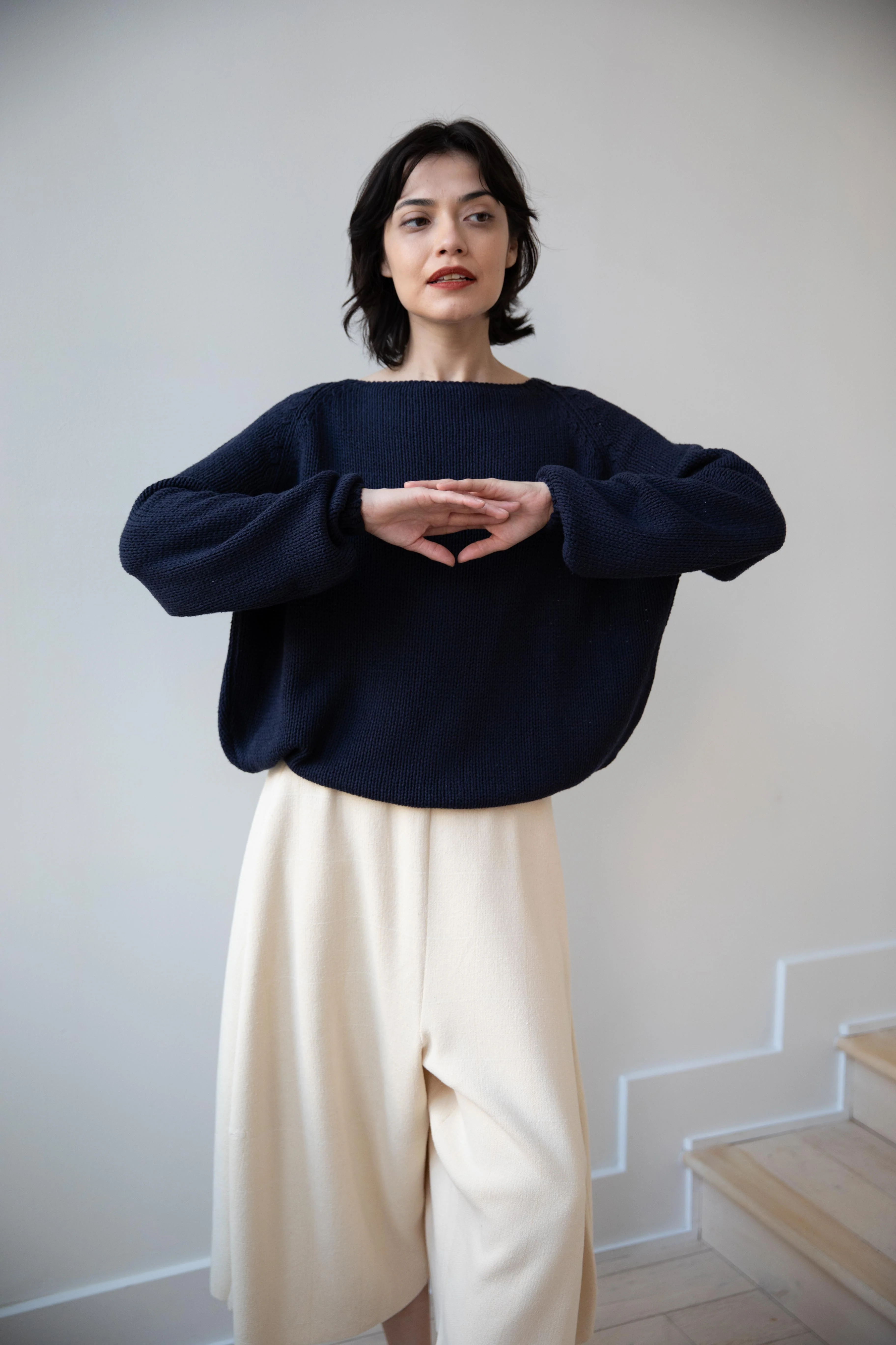 Apuntob | Heavy Wild Silk Raglan Sweater in Abyss - Image 4