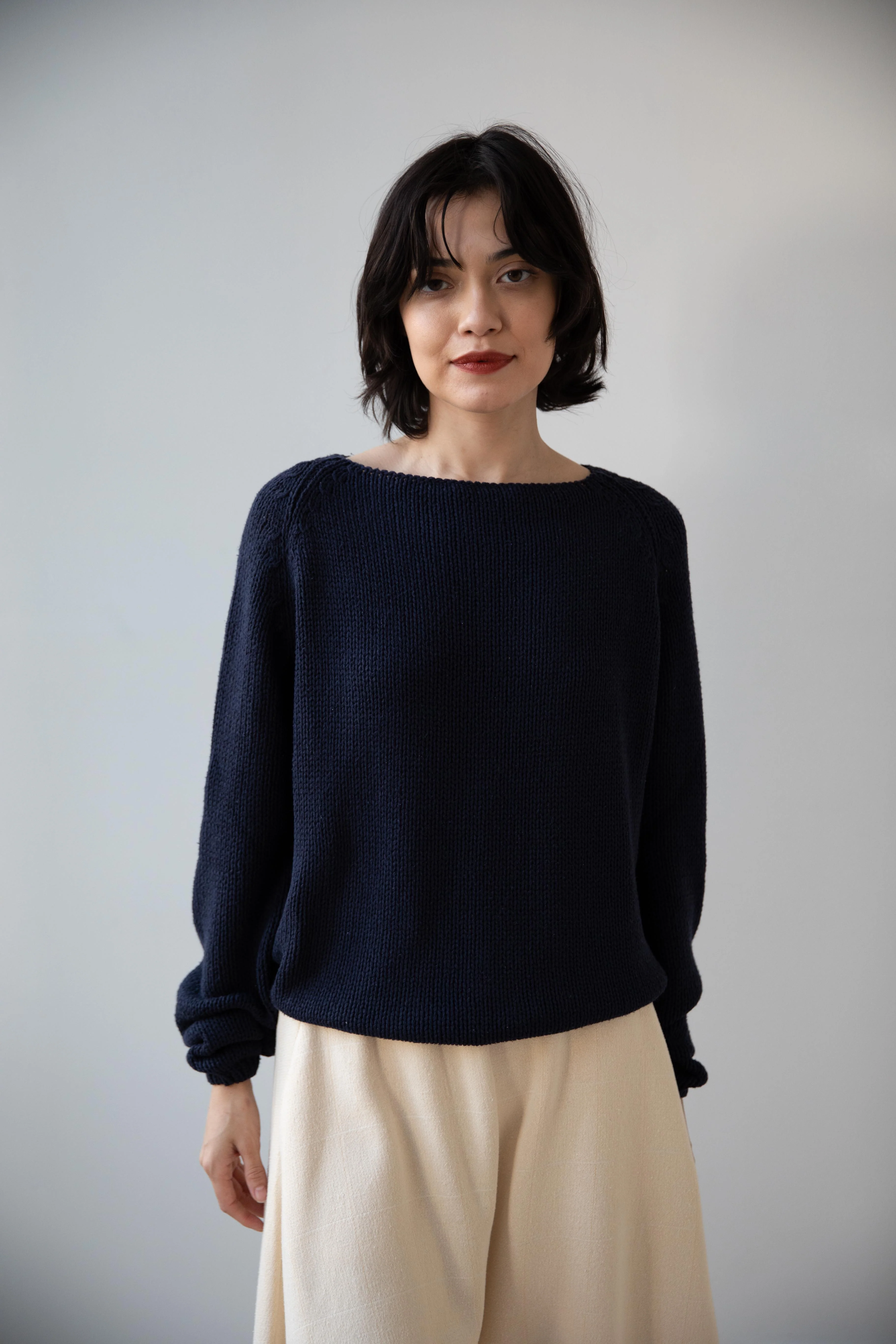 Apuntob | Heavy Wild Silk Raglan Sweater in Abyss - Image 9