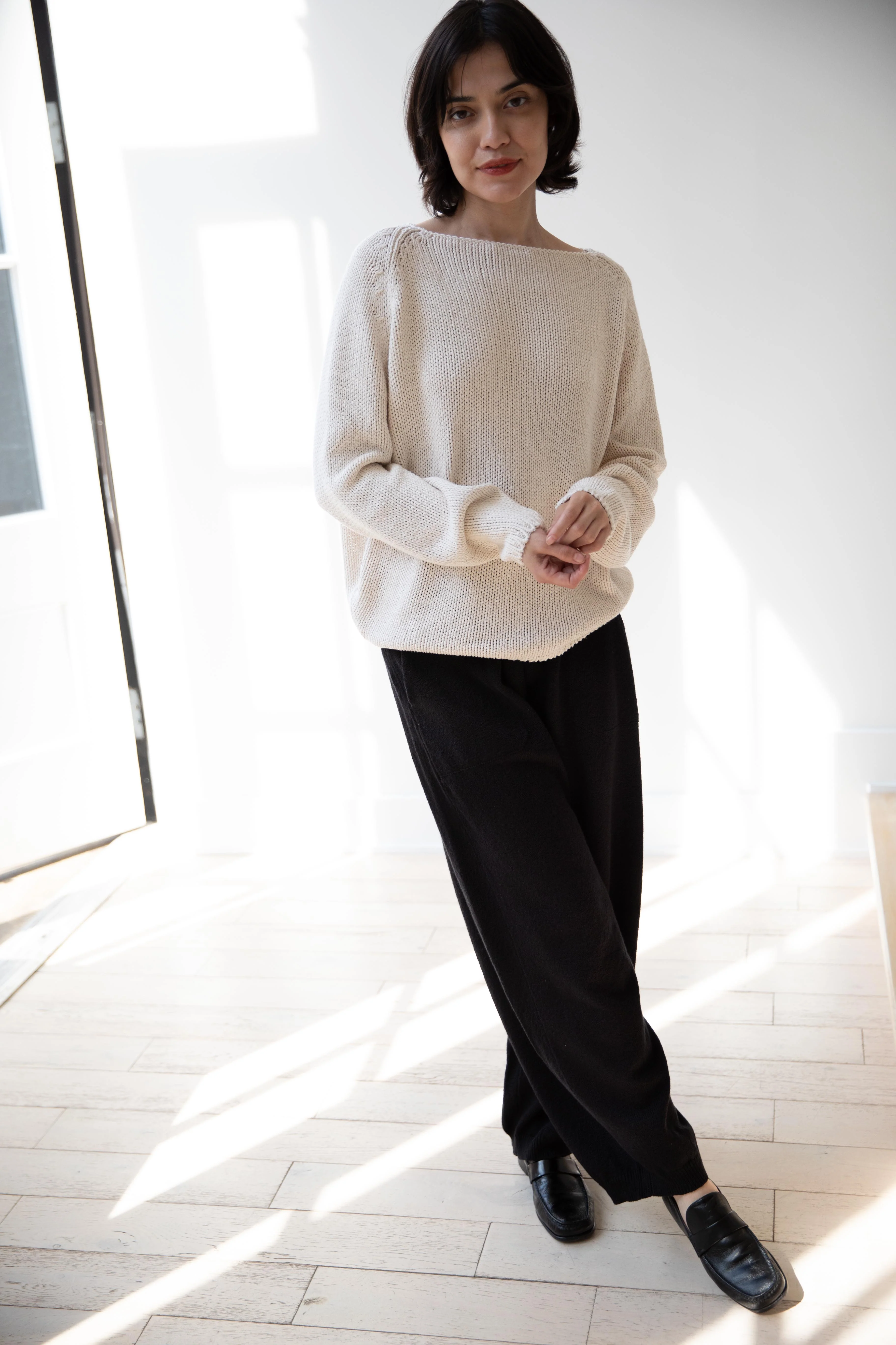 Apuntob | Heavy Wild Silk Raglan Sweater in Meringue - Image 13