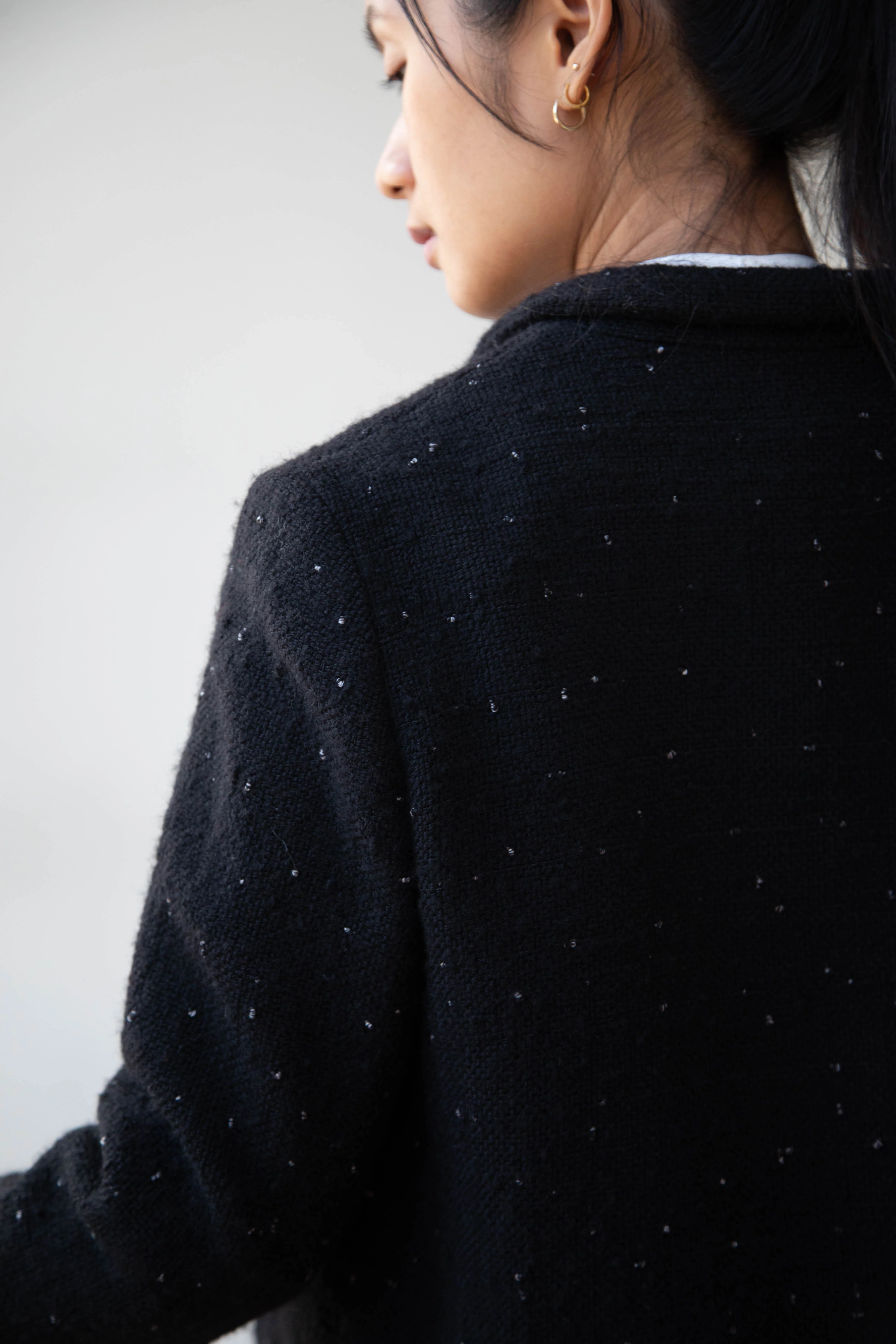Apuntob | Jacket in Black with Tweed Dots - Image 12