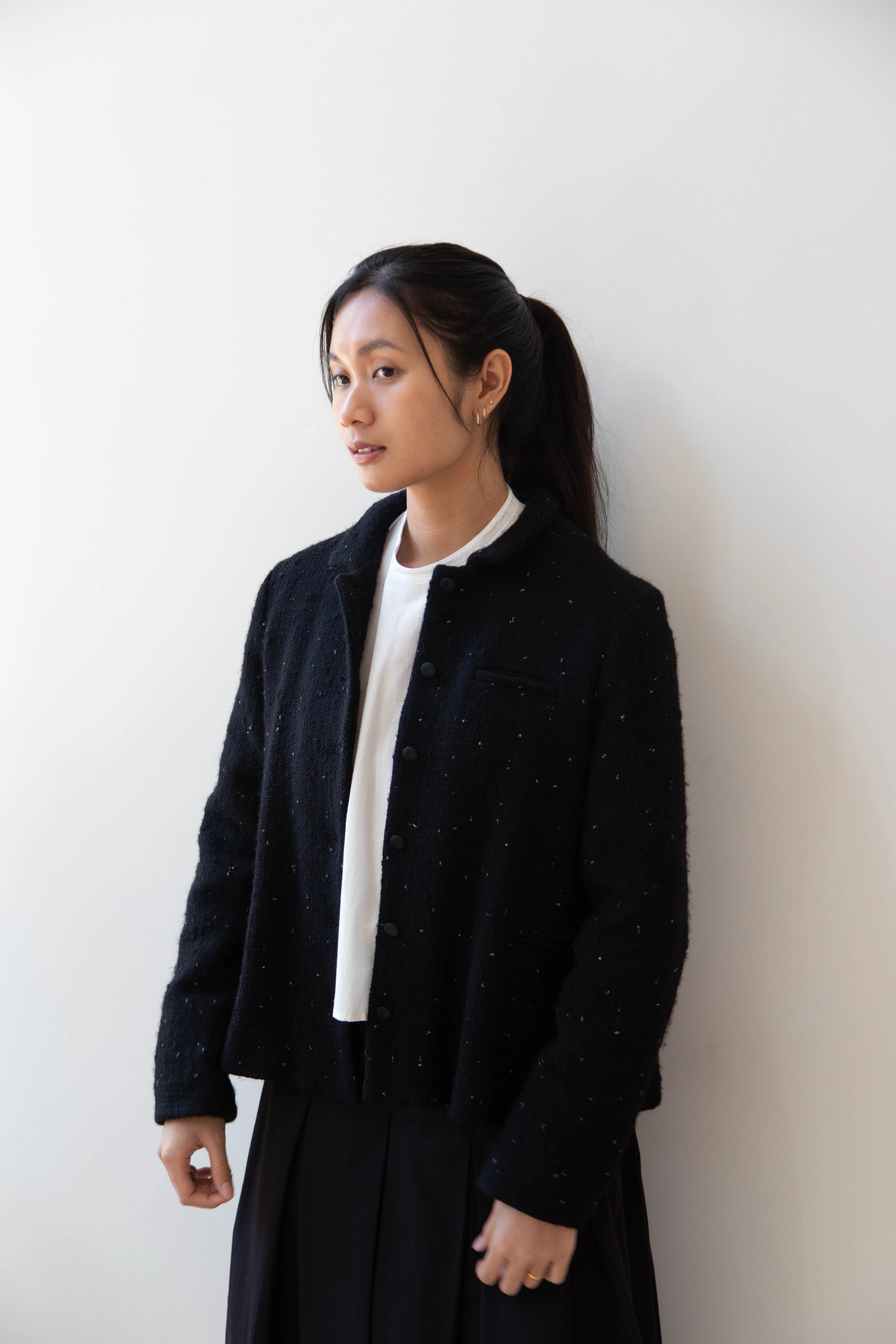 Apuntob | Jacket in Black with Tweed Dots - Image 17