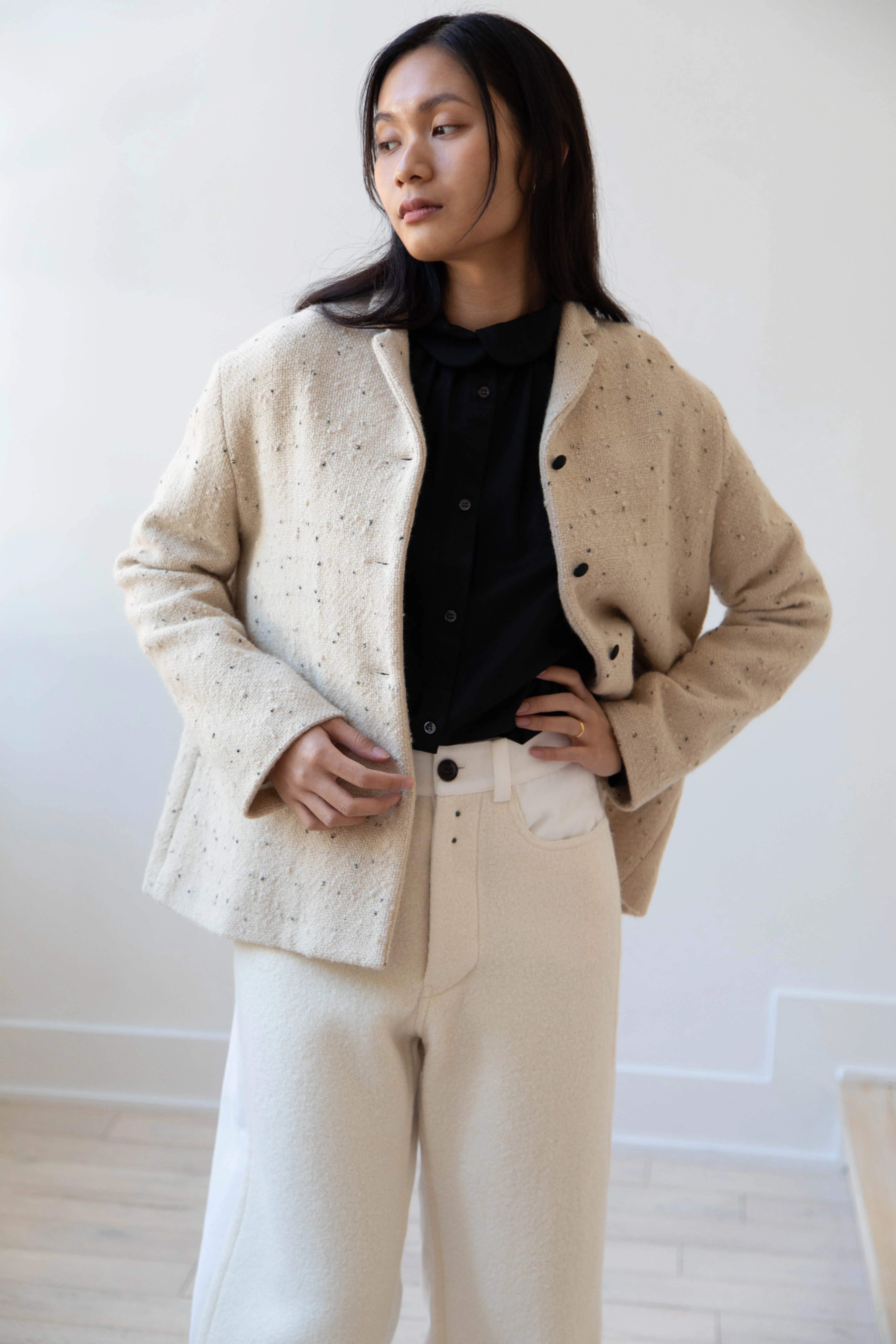 Apuntob | Jacket in Natural with Tweed Dots - Image 17