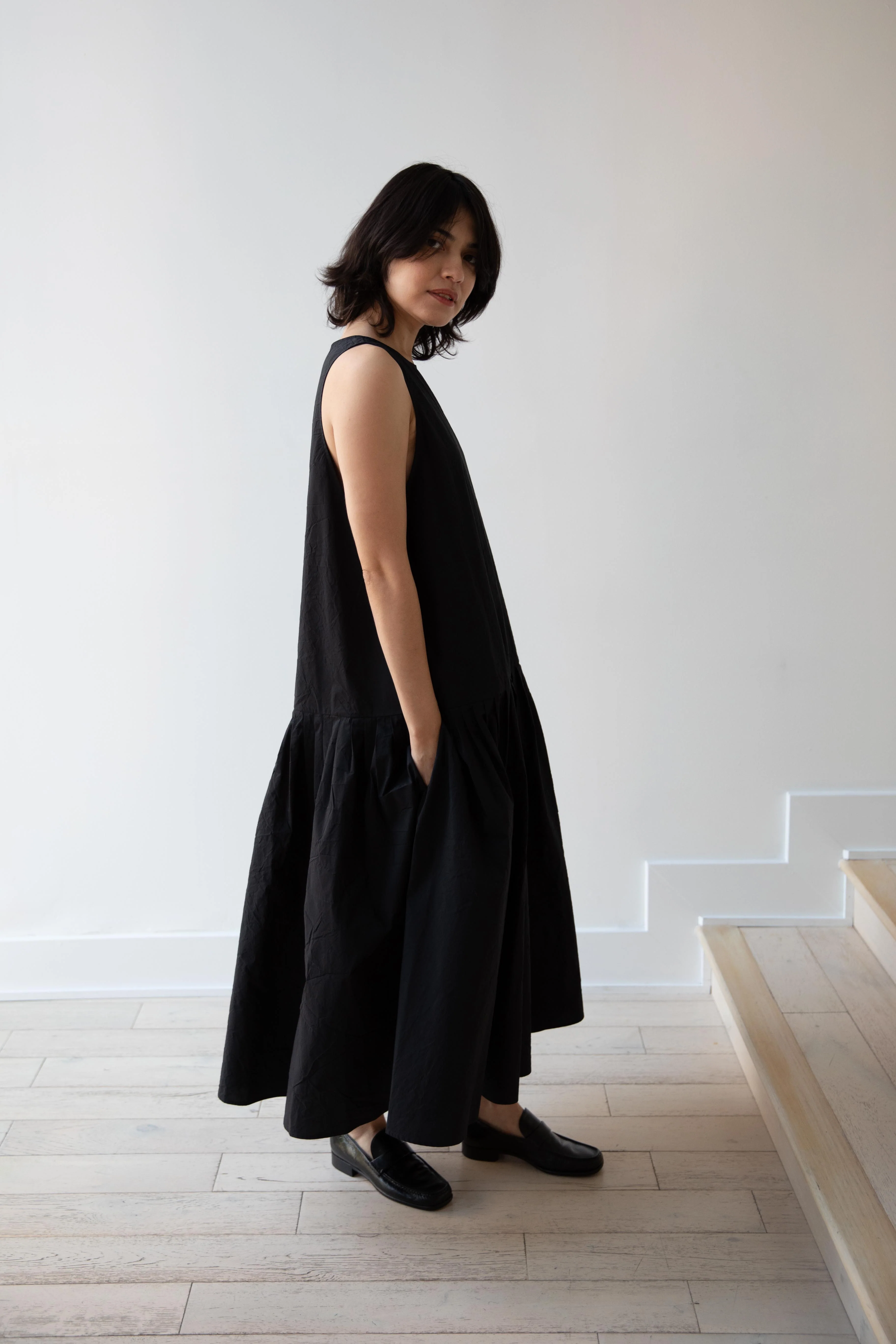 Apuntob | Tech Popline Dress in Black - Image 12