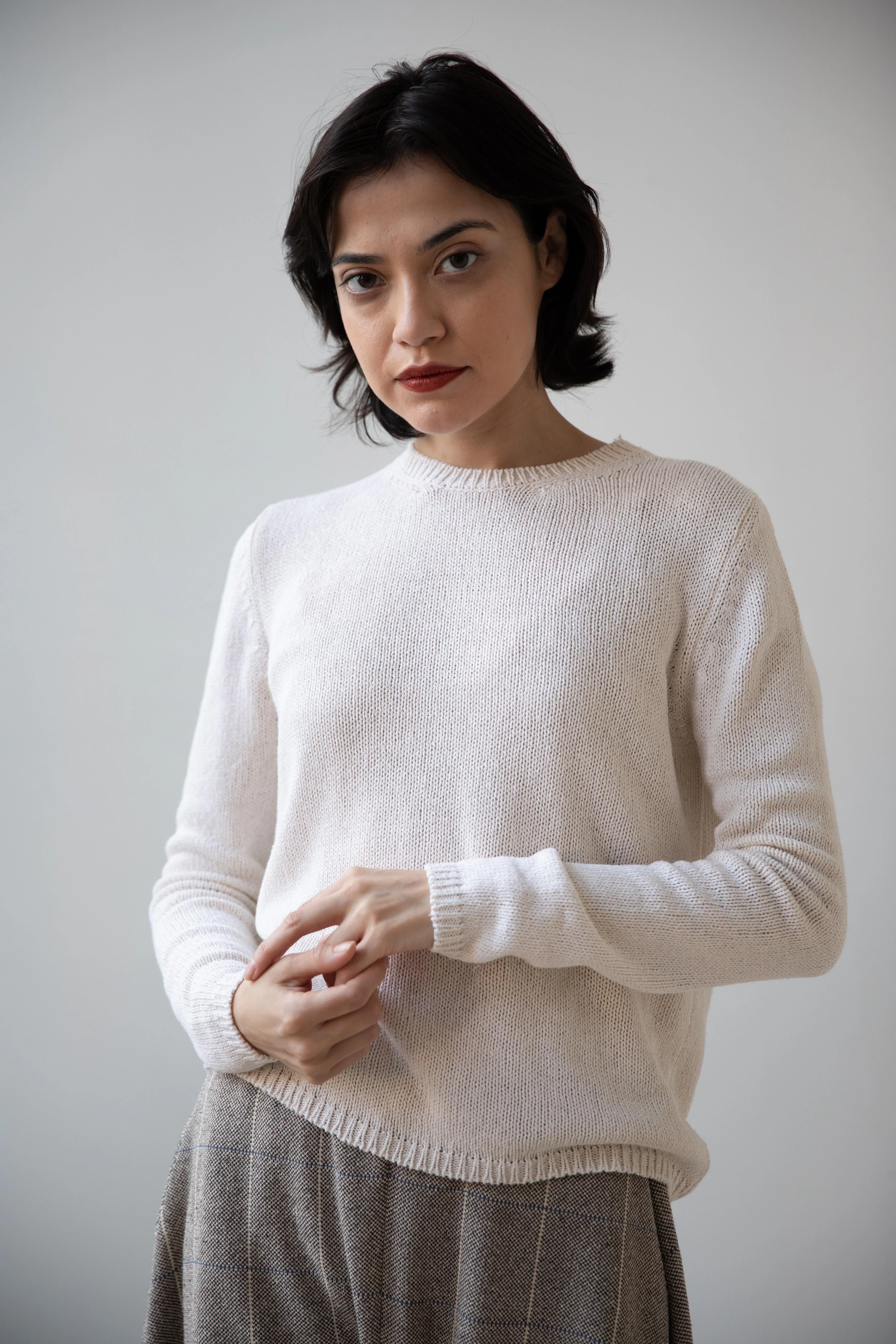 Apuntob | Wild Silk Crewneck Sweater in Meringue - Image 14