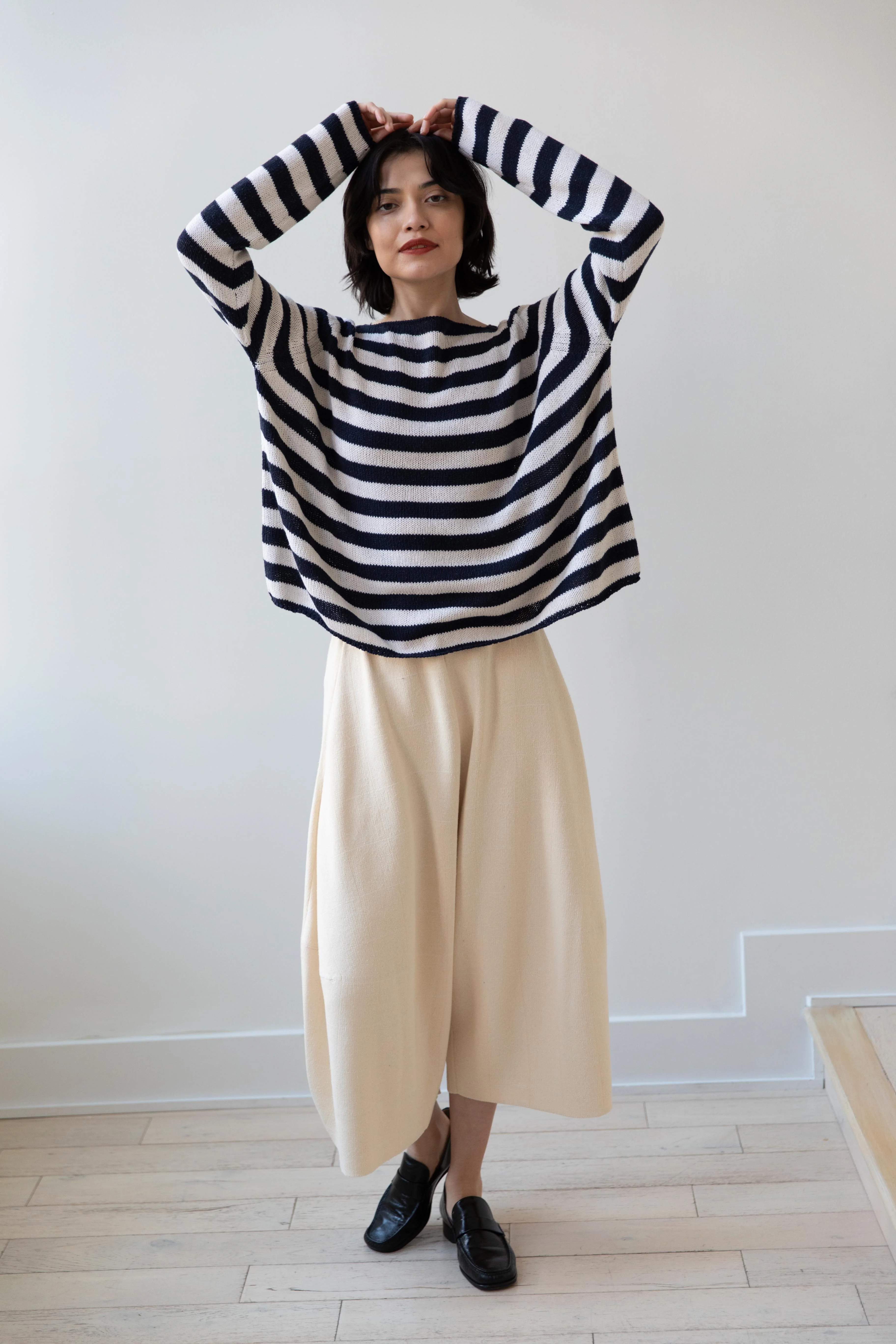 Apuntob | Wild Silk Striped Sweater in Abyss & Meringue - Image 15