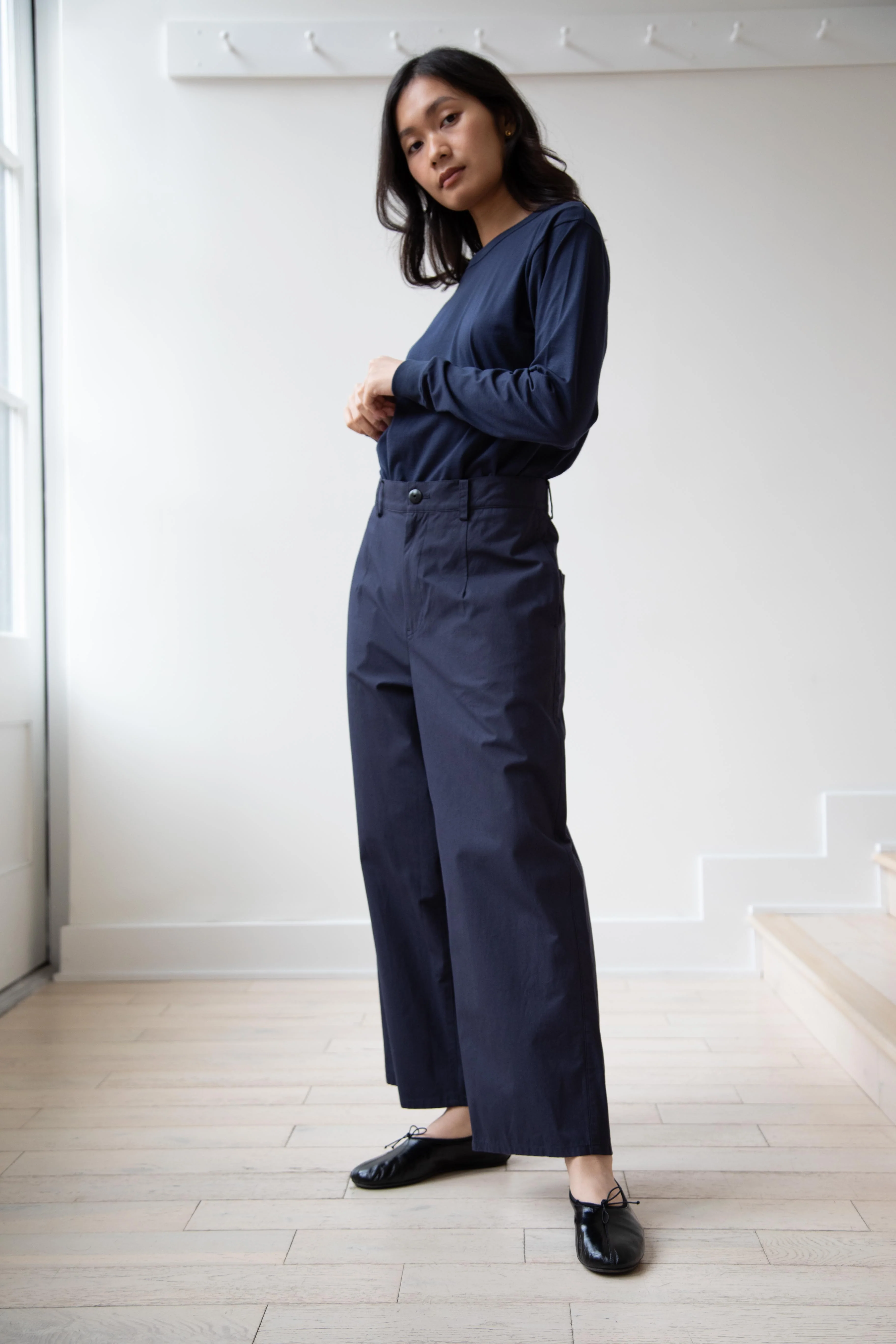 Armen | Cotton Jersey Crew Neck in Navy - Image 33