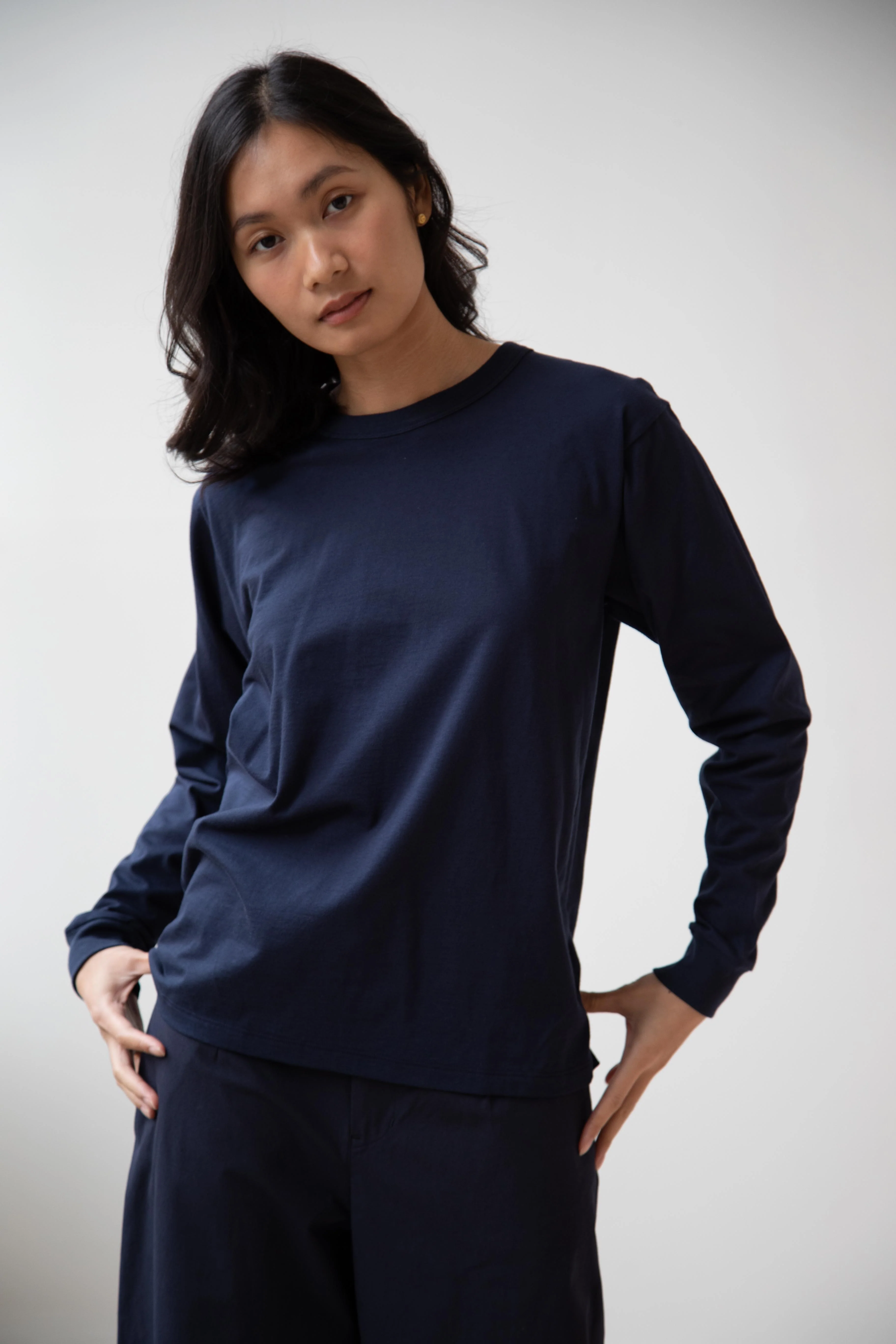 Armen | Cotton Jersey Crew Neck in Navy - Image 7