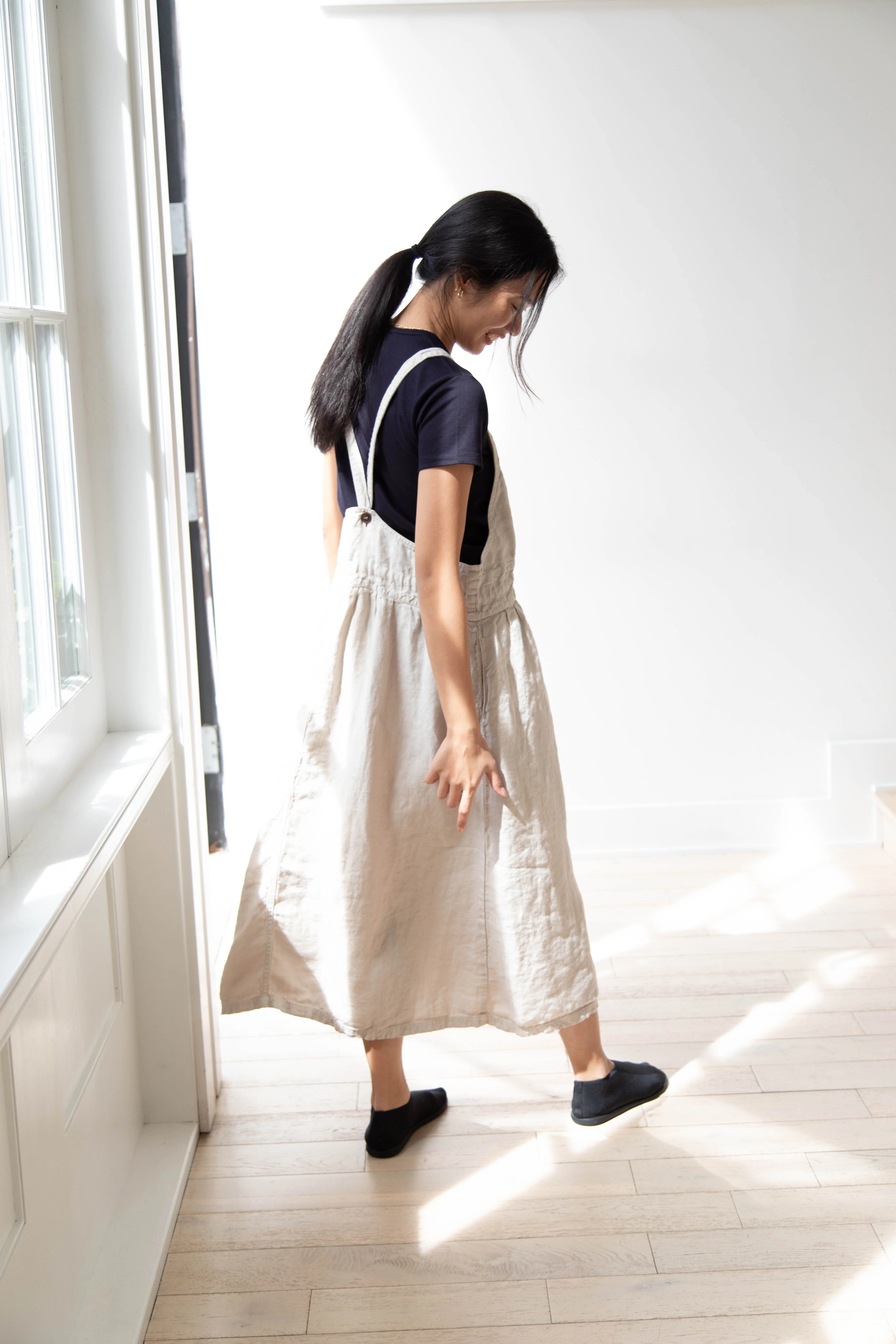 Armen | Linen Apron Dress in Greige - Image 17