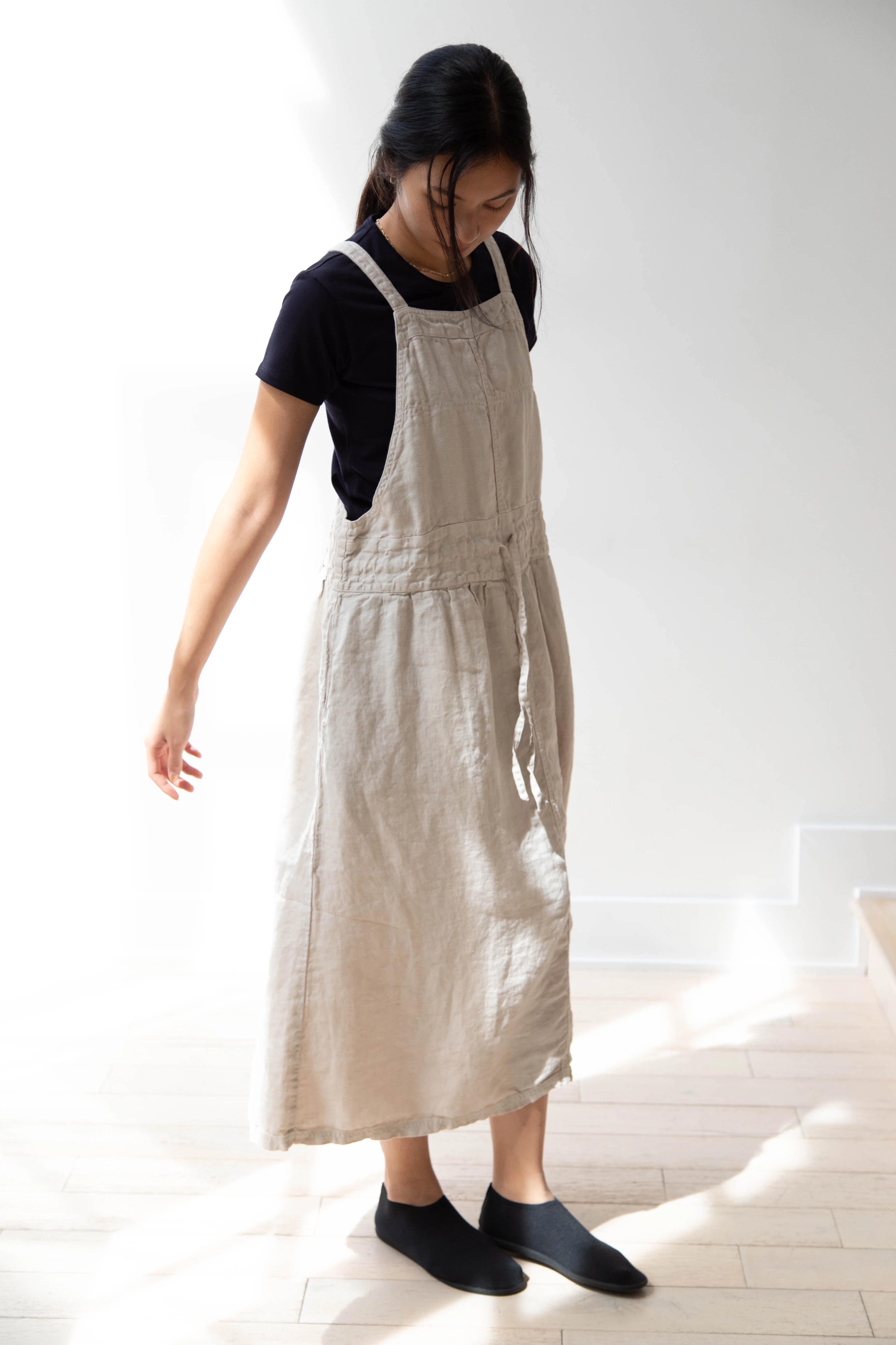 Armen | Linen Apron Dress in Greige - Image 22