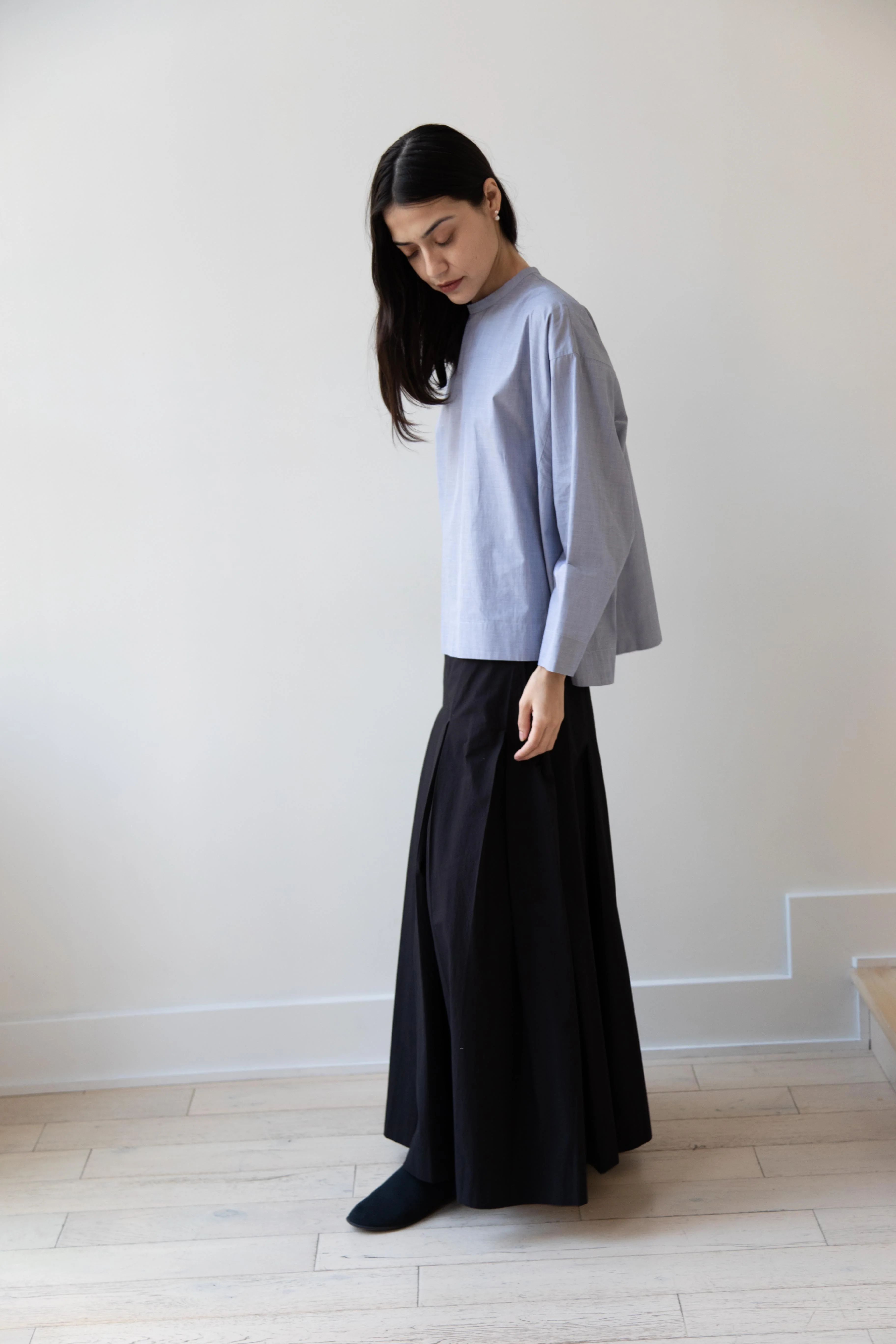 Arts & Science | Back Button Tent Line Top in Blue Cotton - Image 22