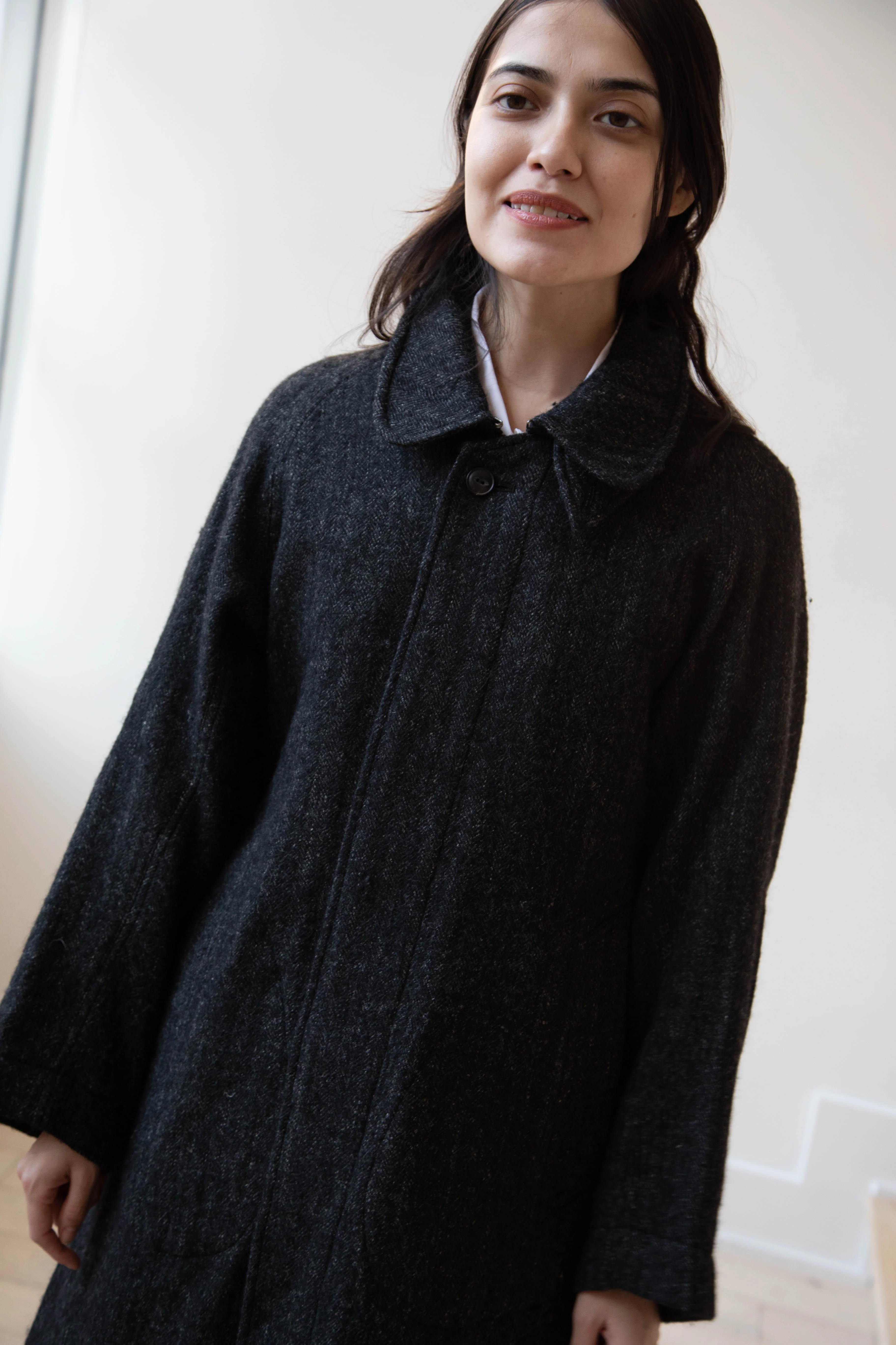Arts & Science | Balmacaan in Wool Linen Milled Herringbone in Gray - Image 9