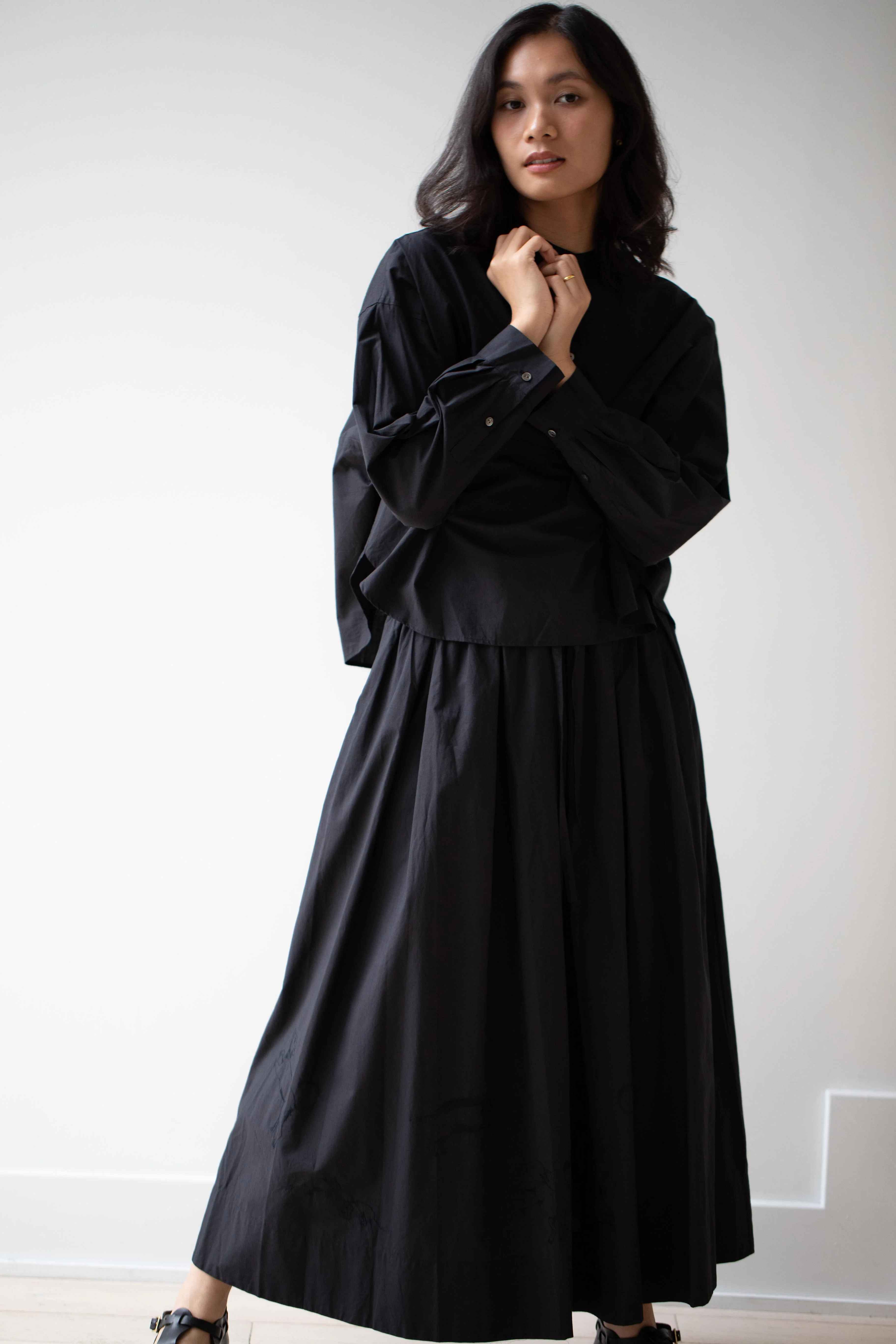 Arts & Science | Big Yoke Cotton Shirt in Black - Image 17