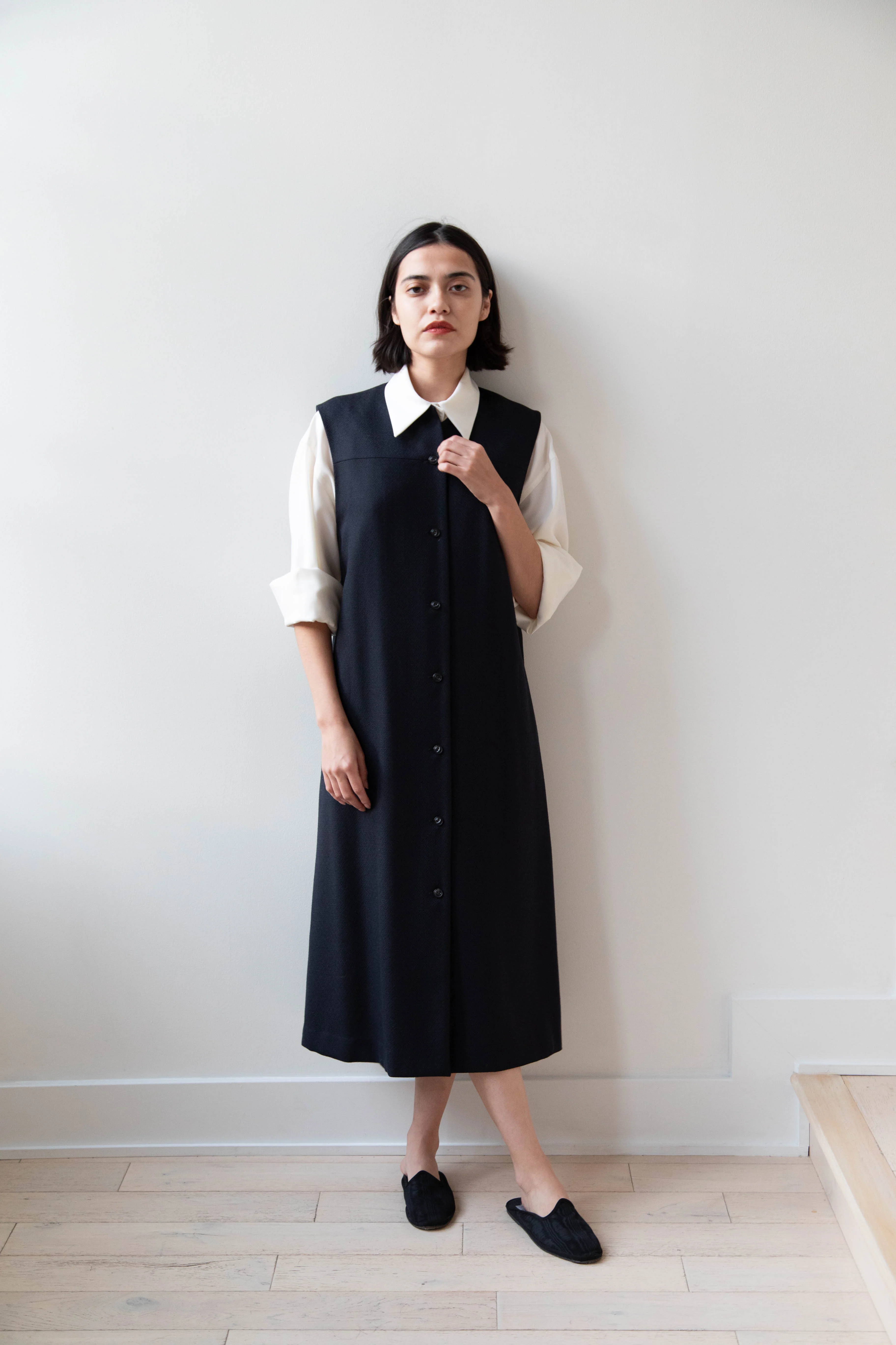 Arts & Science Button Front Dress in Dark Navy - Image 10