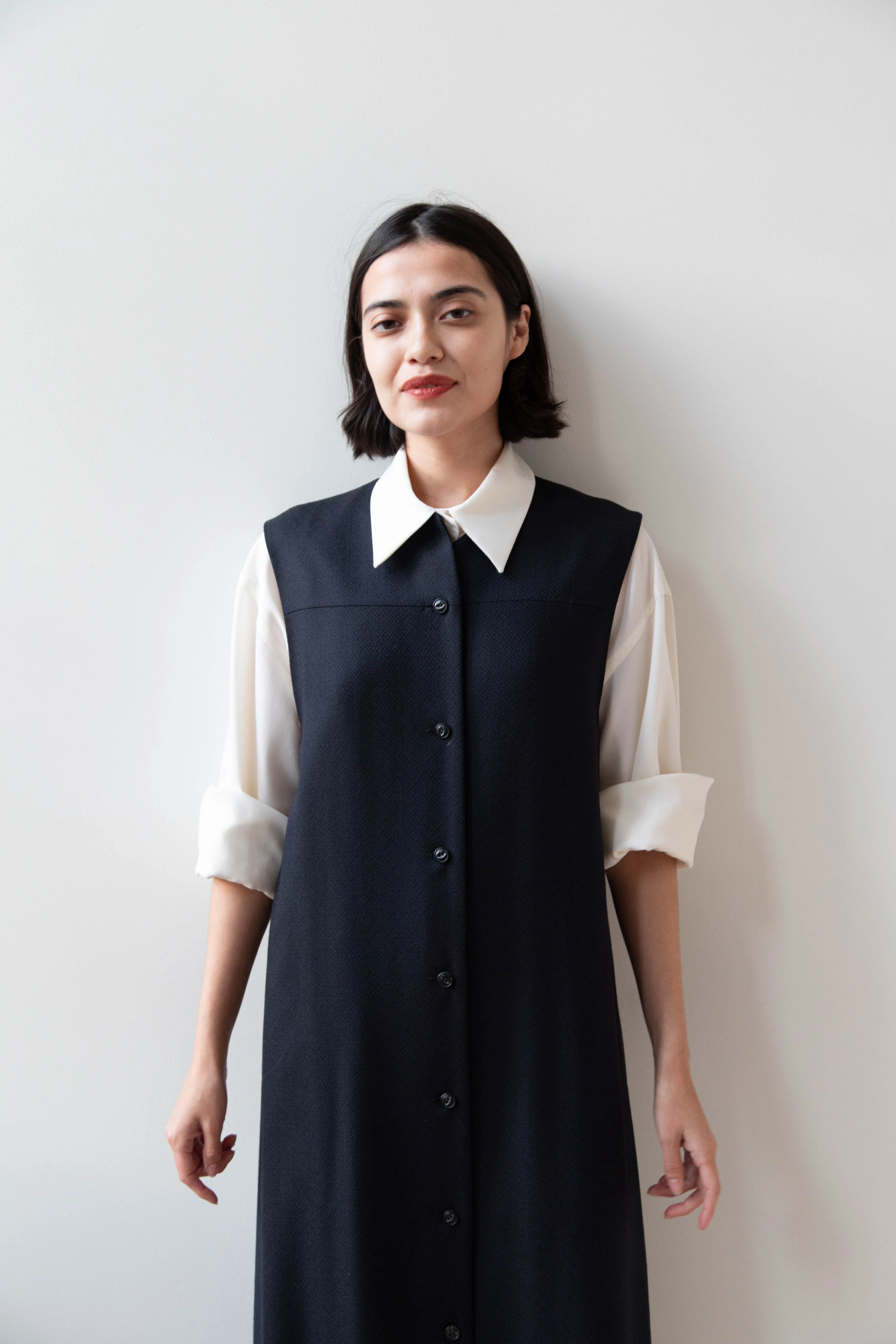 Arts & Science Button Front Dress in Dark Navy - Image 11