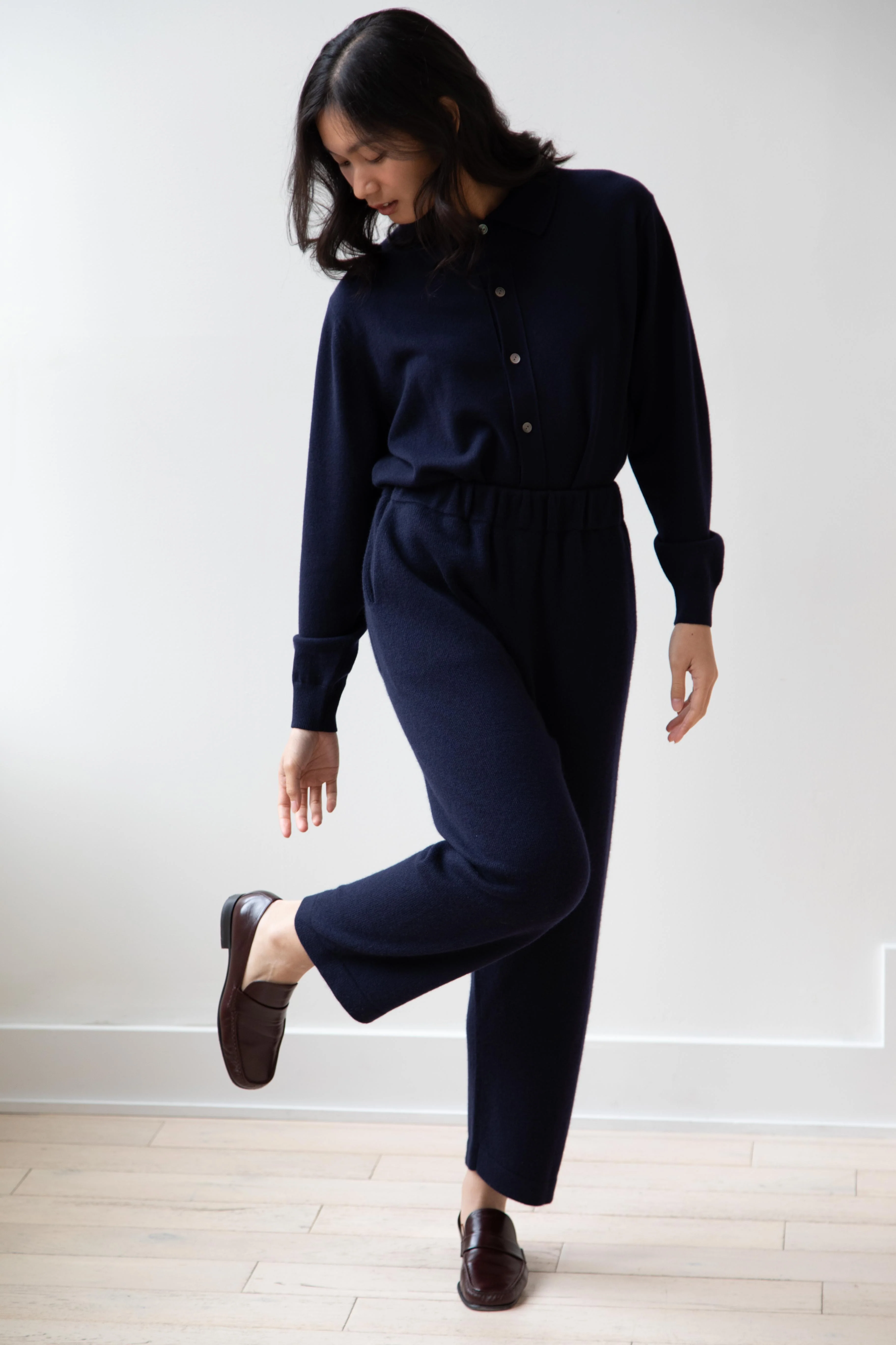 Arts & Science | Collared Polo Cardigan in Dark Navy - Image 37