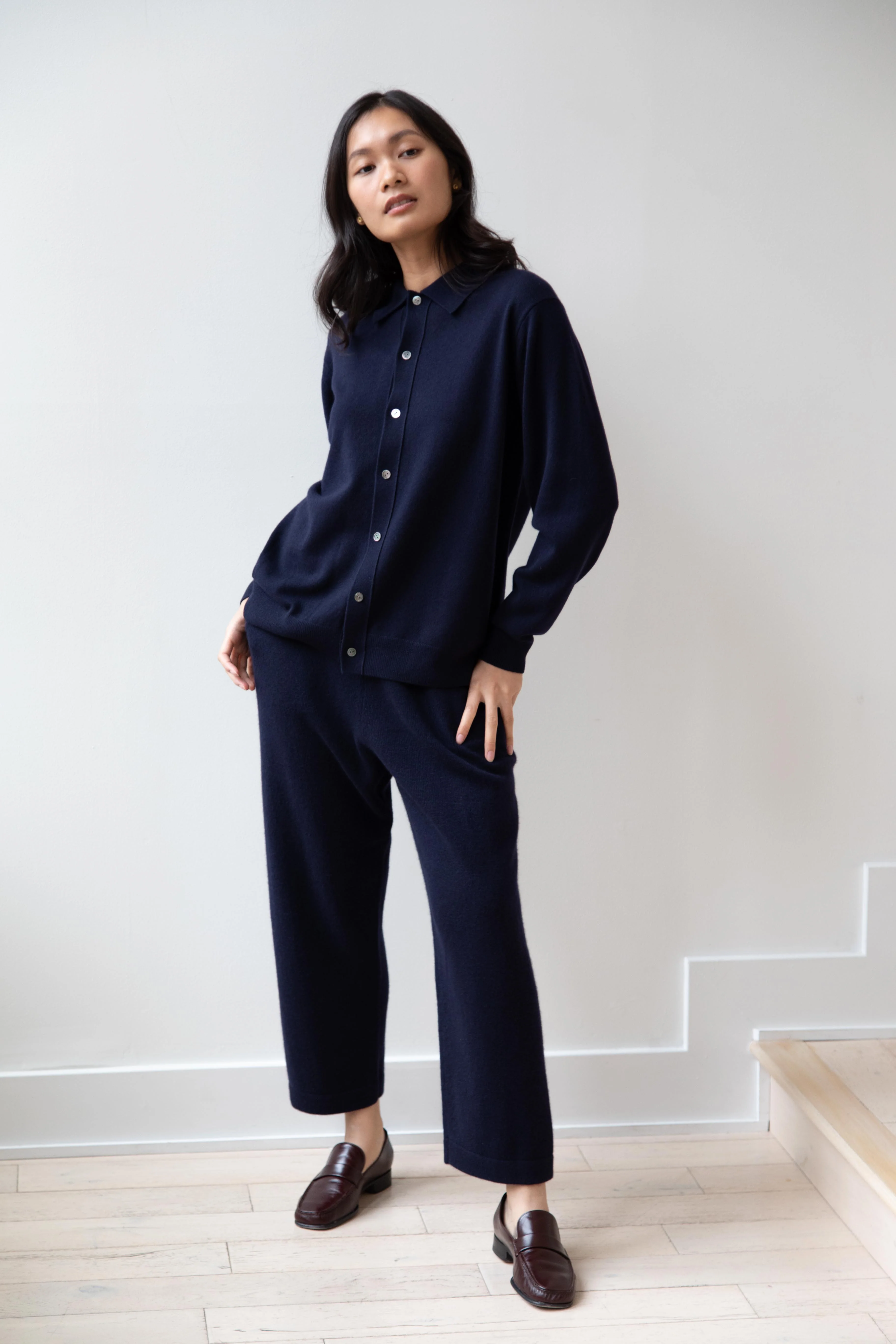 Arts & Science | Collared Polo Cardigan in Dark Navy - Image 8