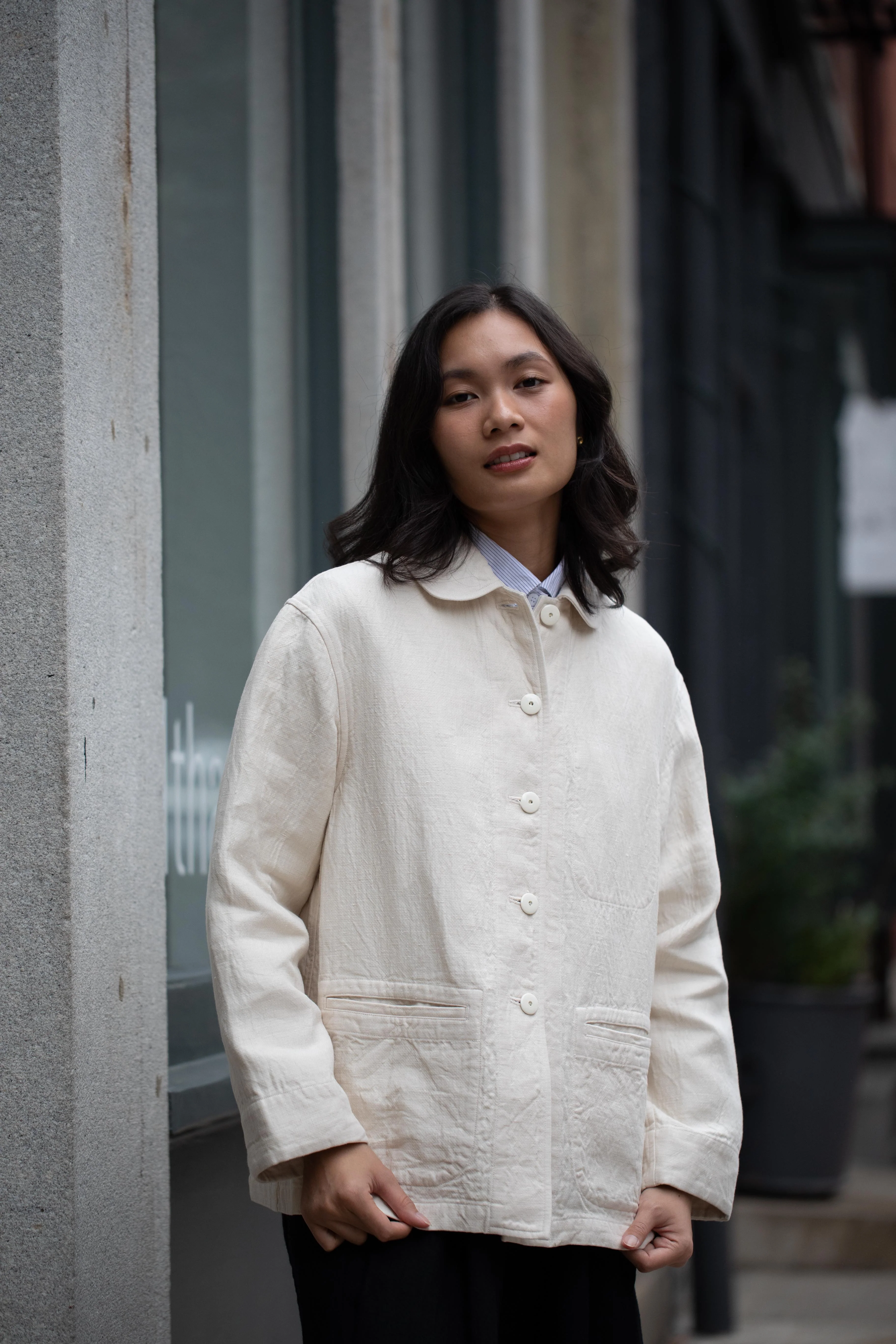 Arts & Science | Coverall Linen Jacket in Beige - Image 39