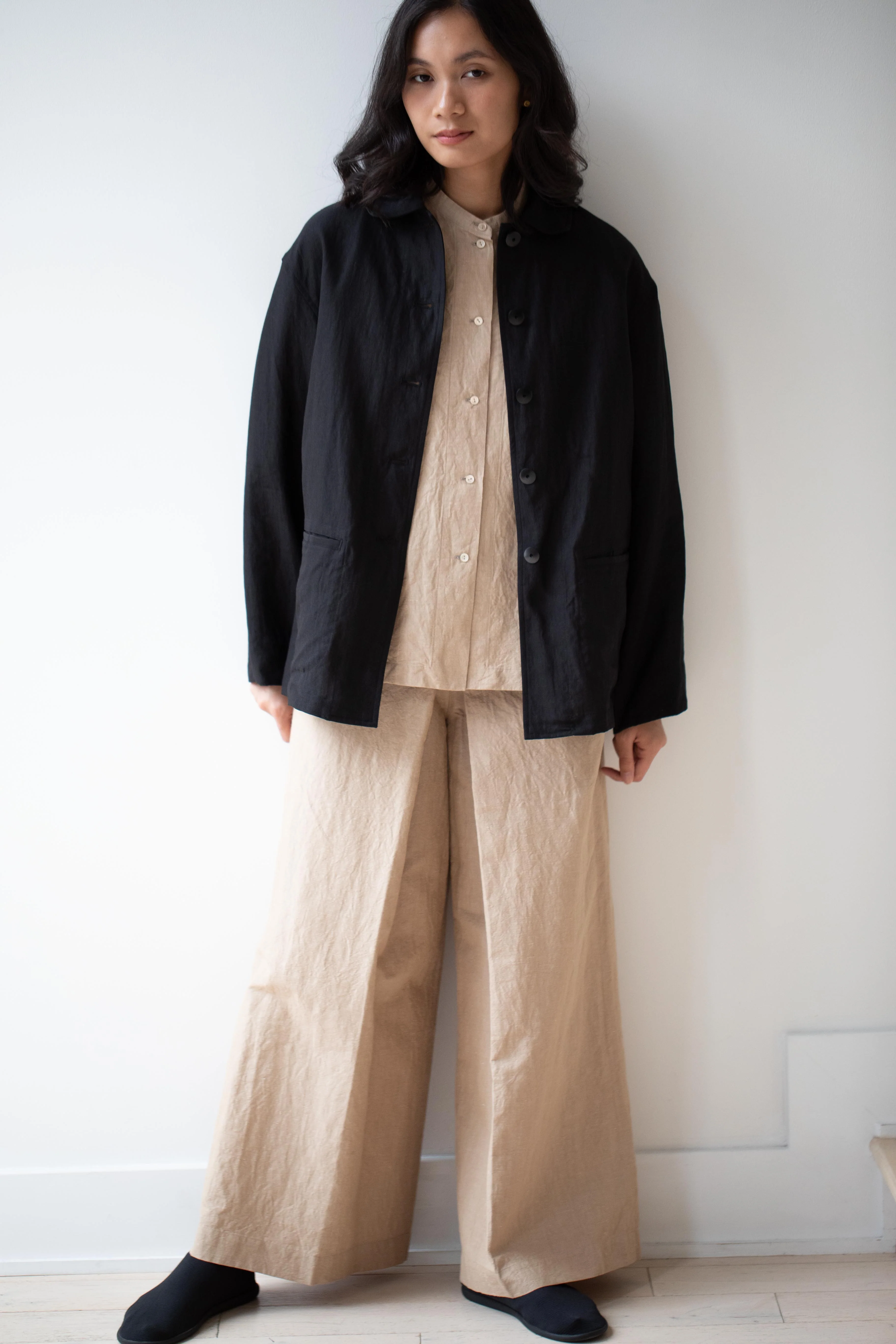 Arts & Science | Coverall Light Linen Jacket in Black - Image 5
