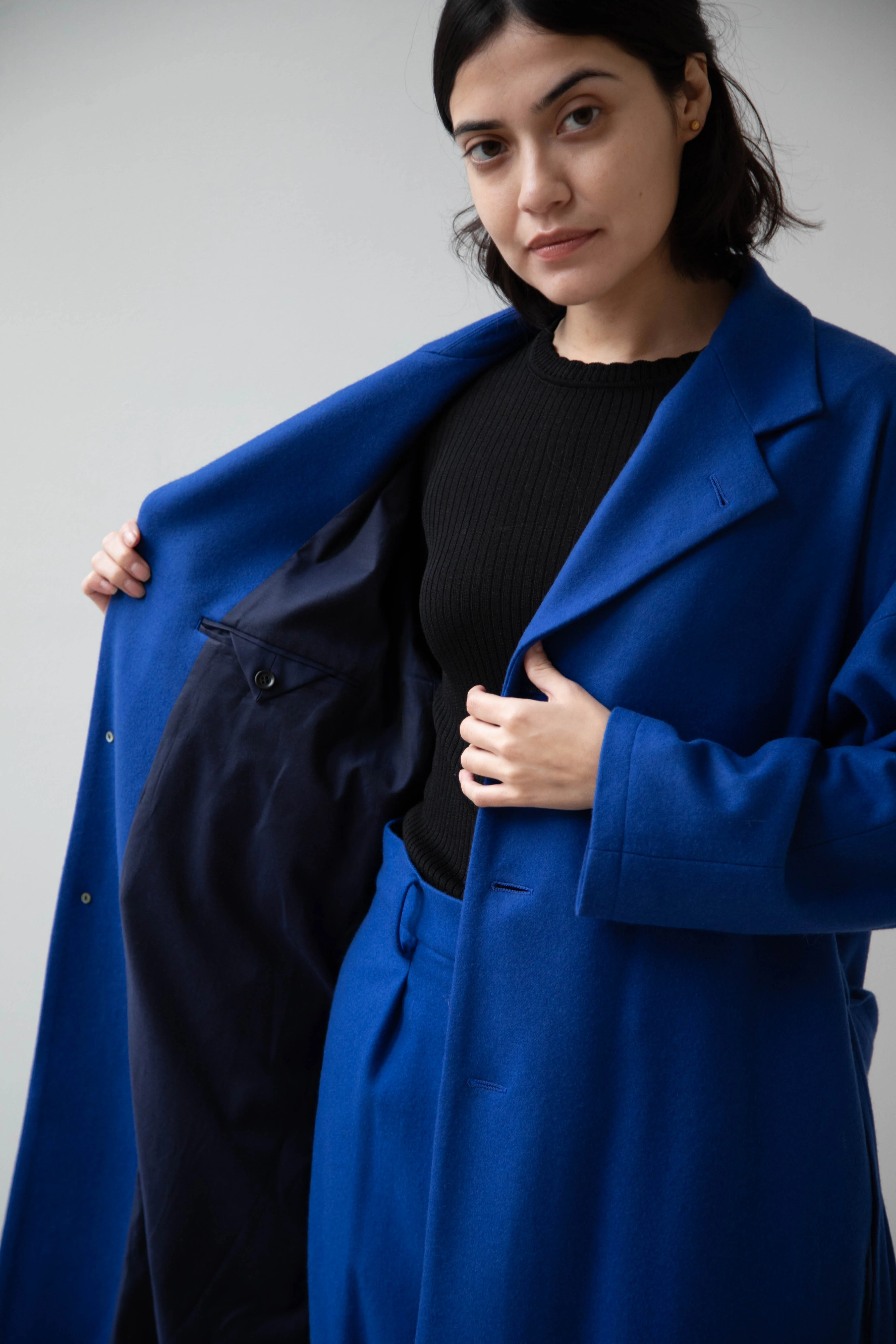 Arts & Science | Drawstring Robe Coat in Blue - Image 21
