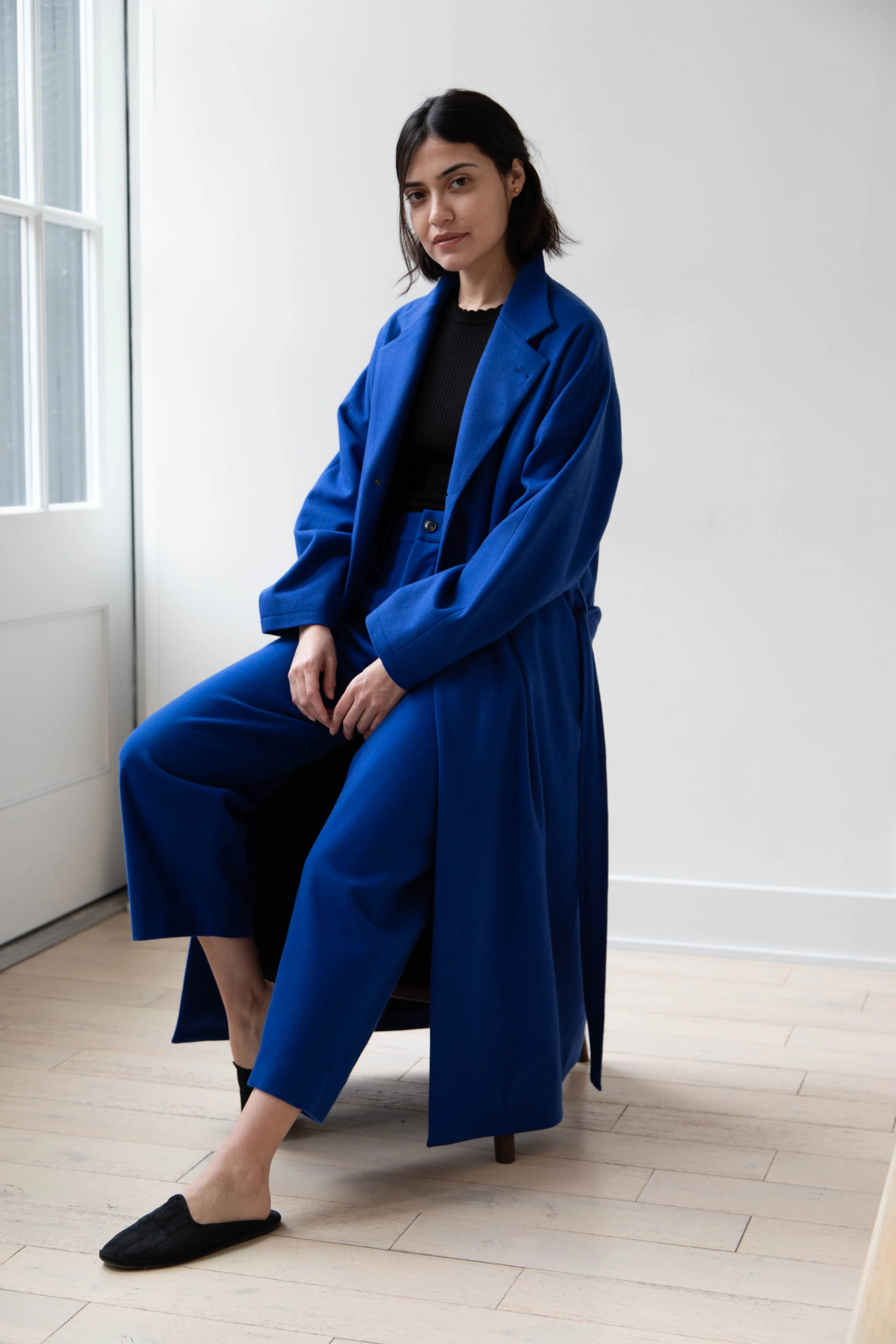 Arts & Science | Drawstring Robe Coat in Blue - Image 3