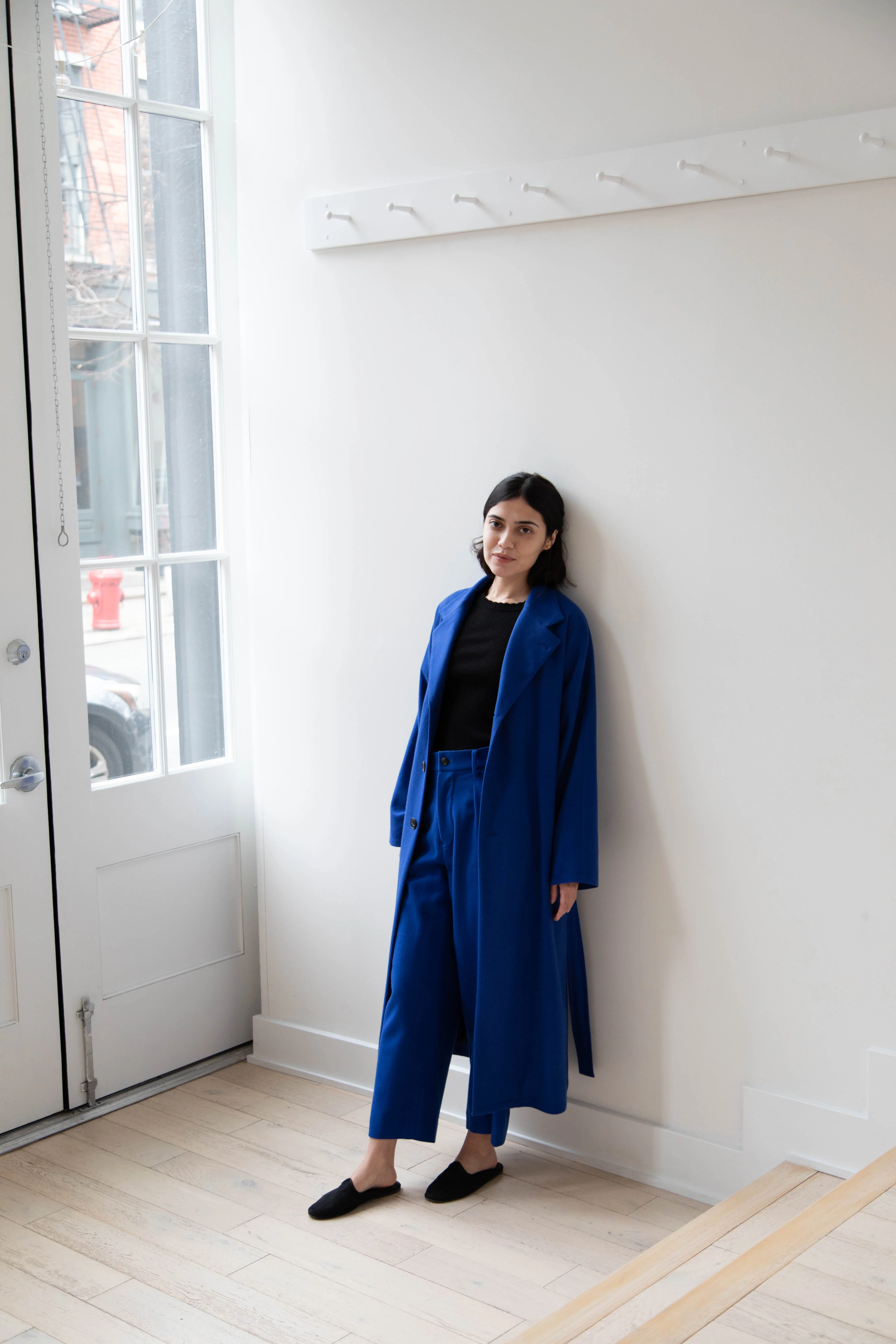 Arts & Science | Drawstring Robe Coat in Blue - Image 31