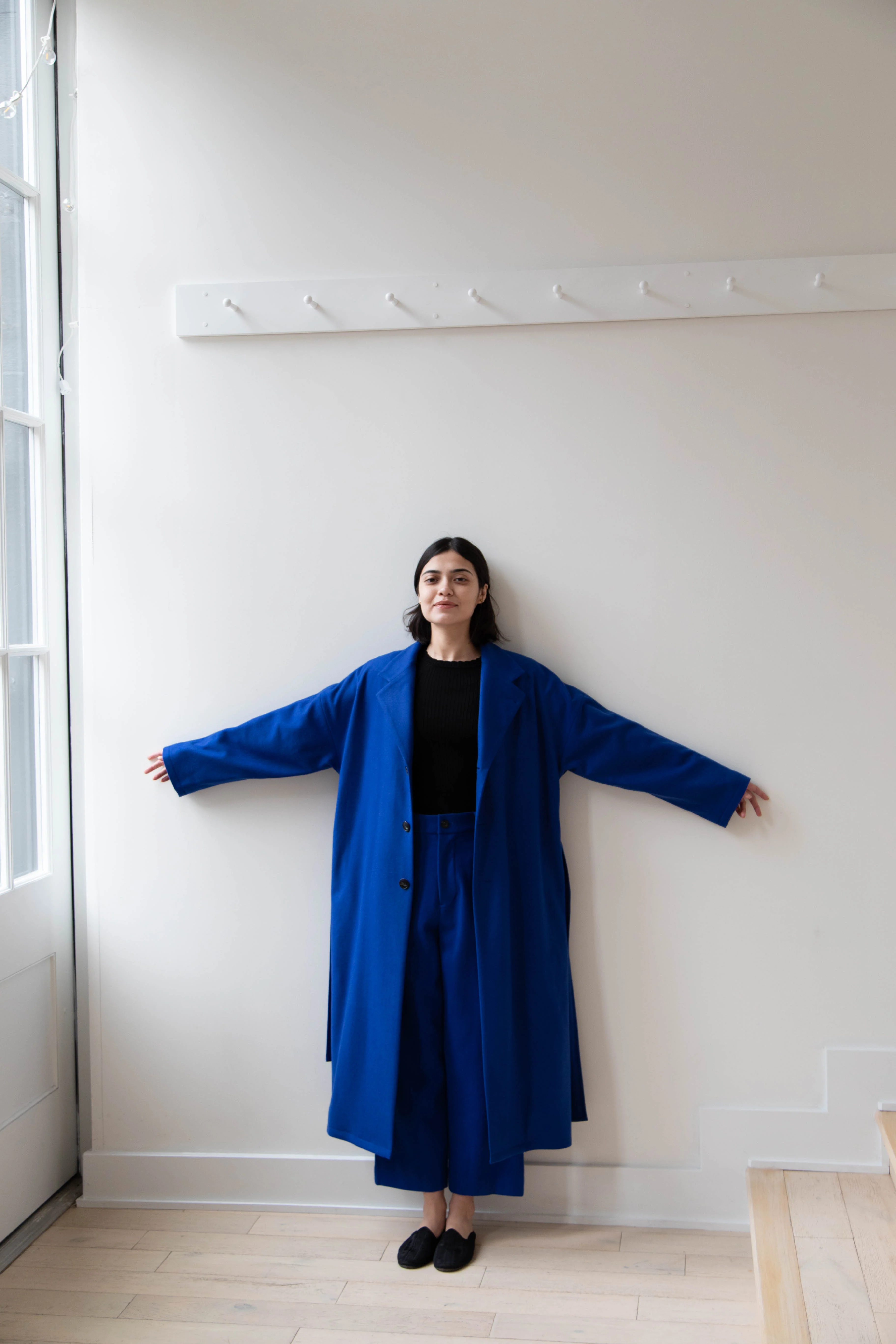 Arts & Science | Drawstring Robe Coat in Blue - Image 9