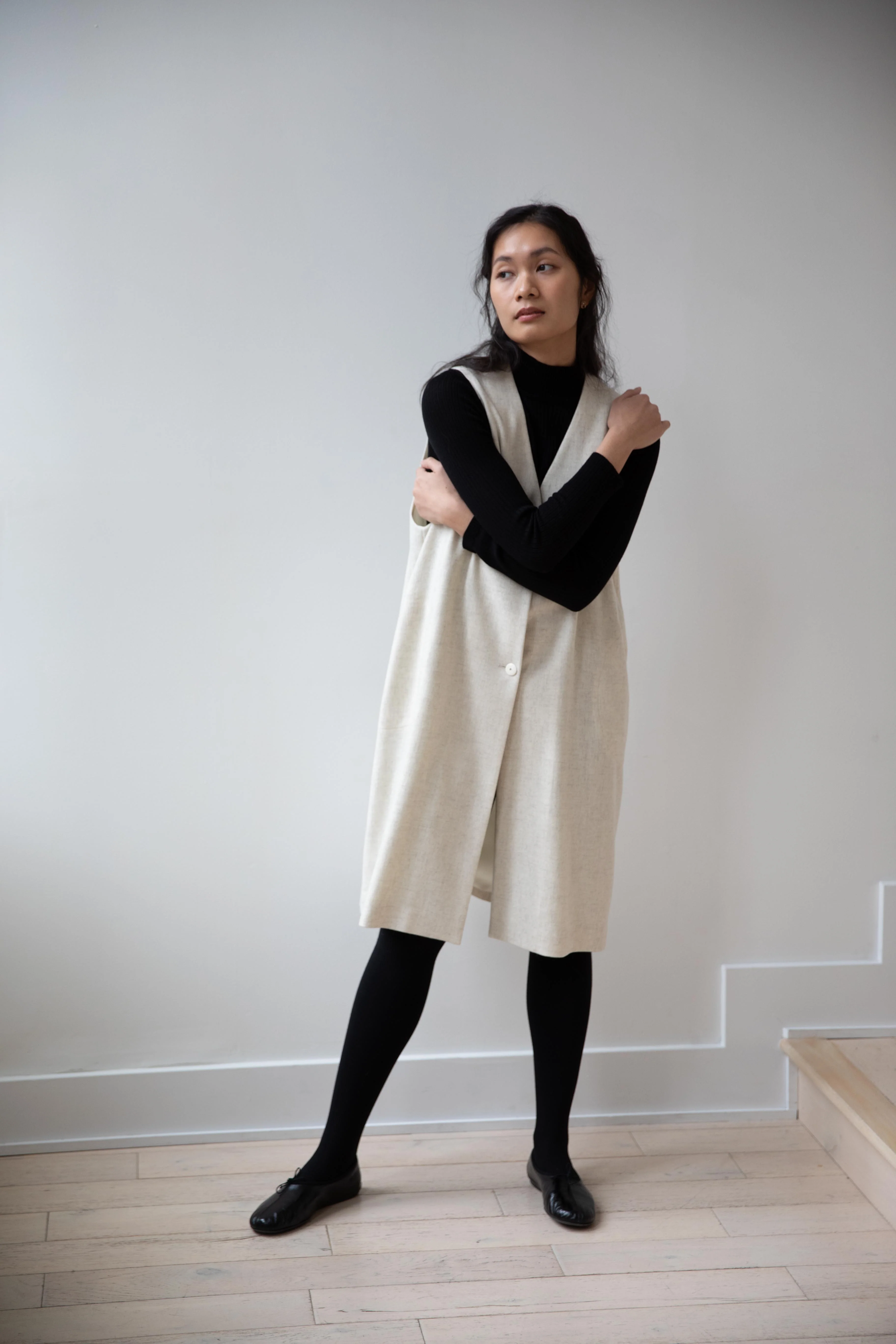 Arts & Science | Front Open Tunic Vest in Natural White - Image 26