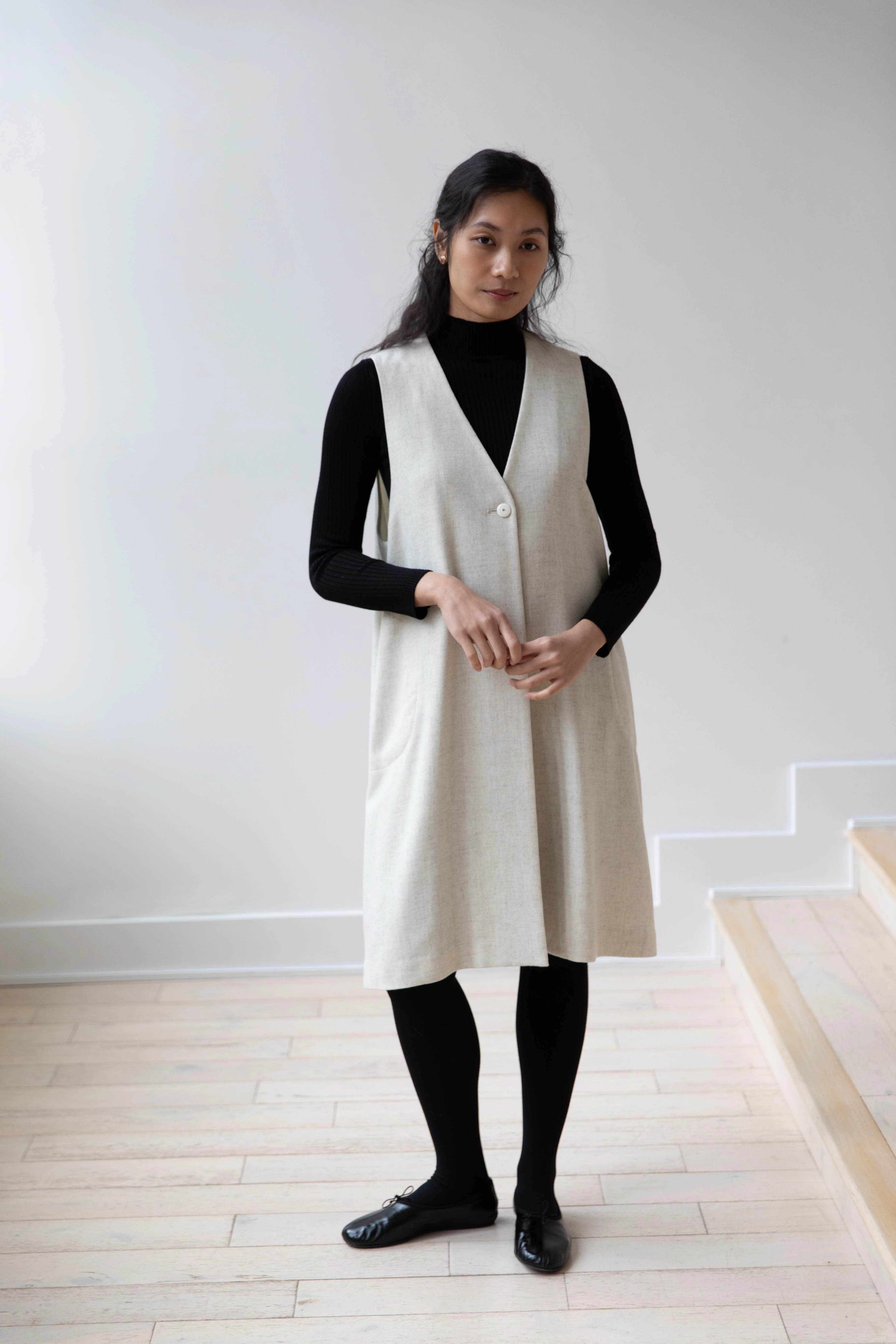 Arts & Science | Front Open Tunic Vest in Natural White - Image 7