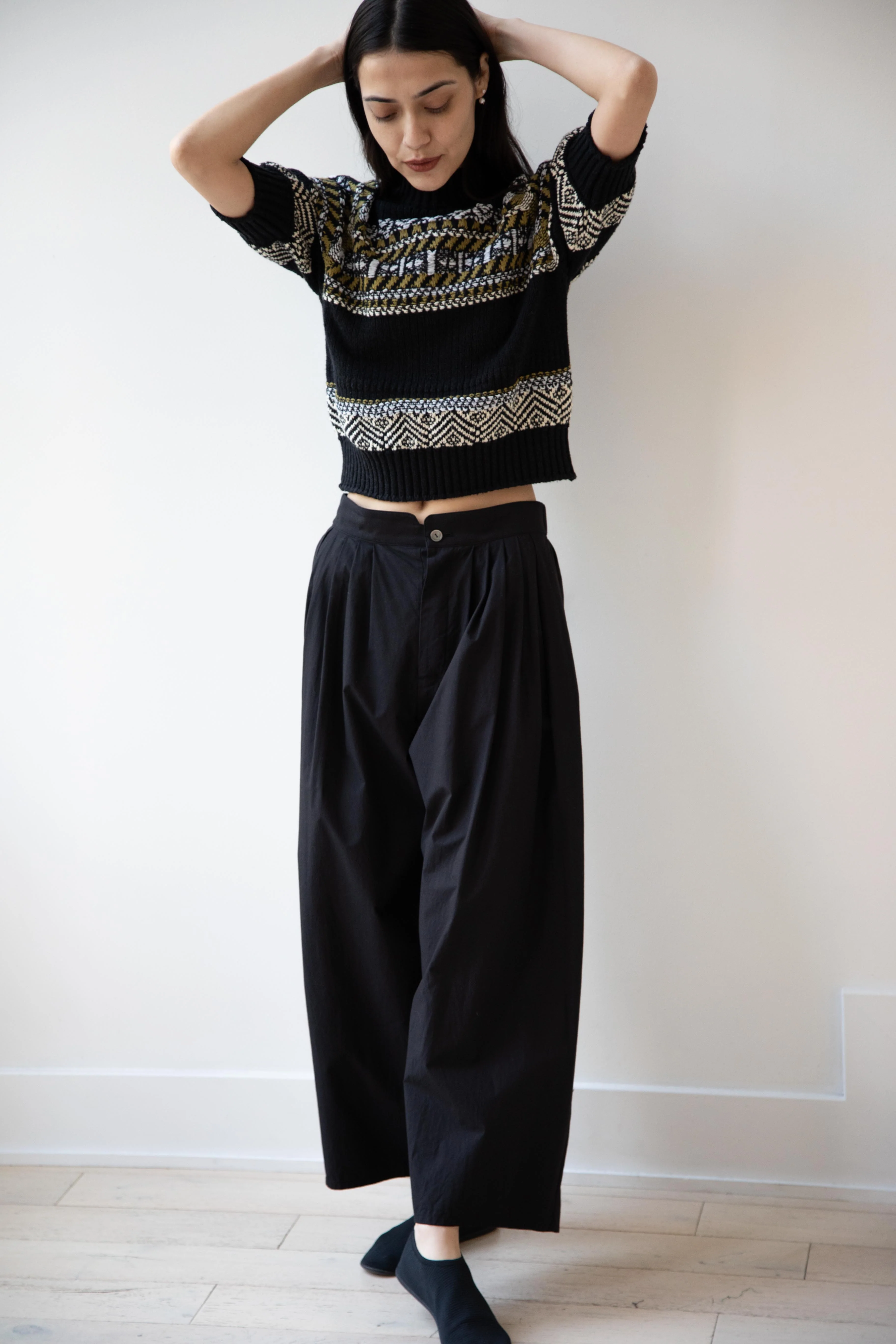 Arts & Science | Front Tuck Back Gum Pants in Black Cotton - Image 2