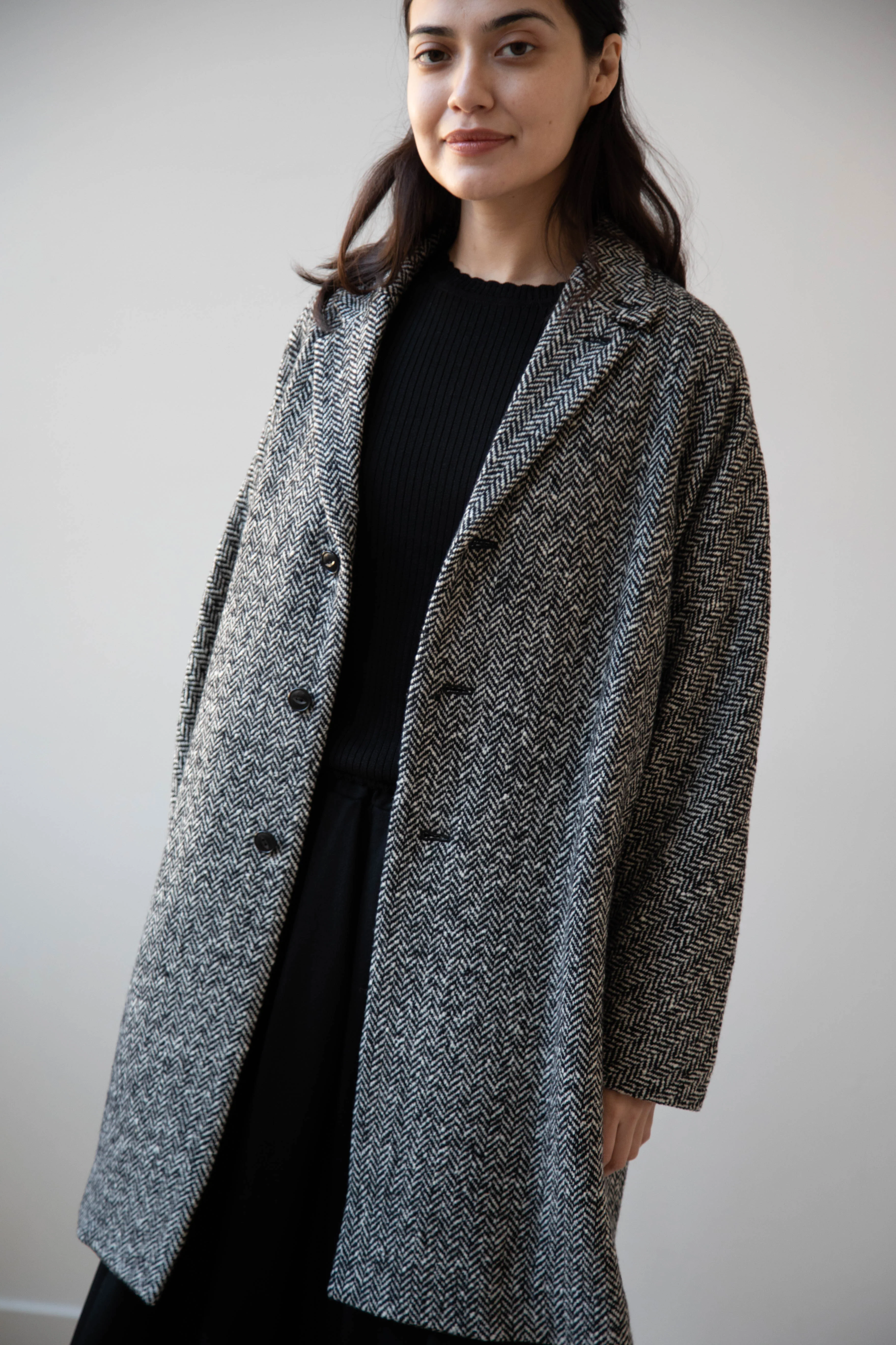 Arts & Science | Grandpa City Coat in Black Herringbone - Image 15