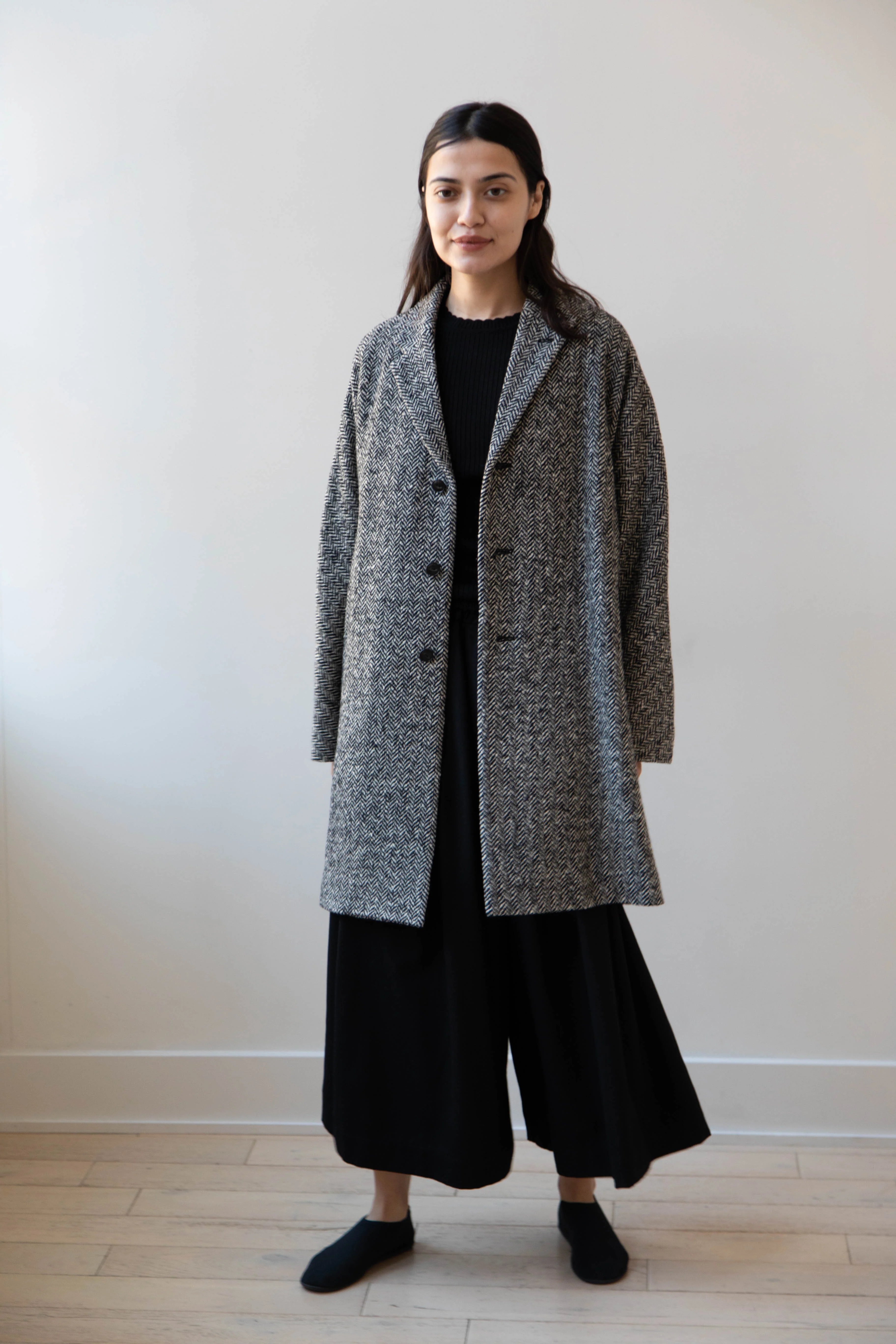 Arts & Science | Grandpa City Coat in Black Herringbone - Image 2