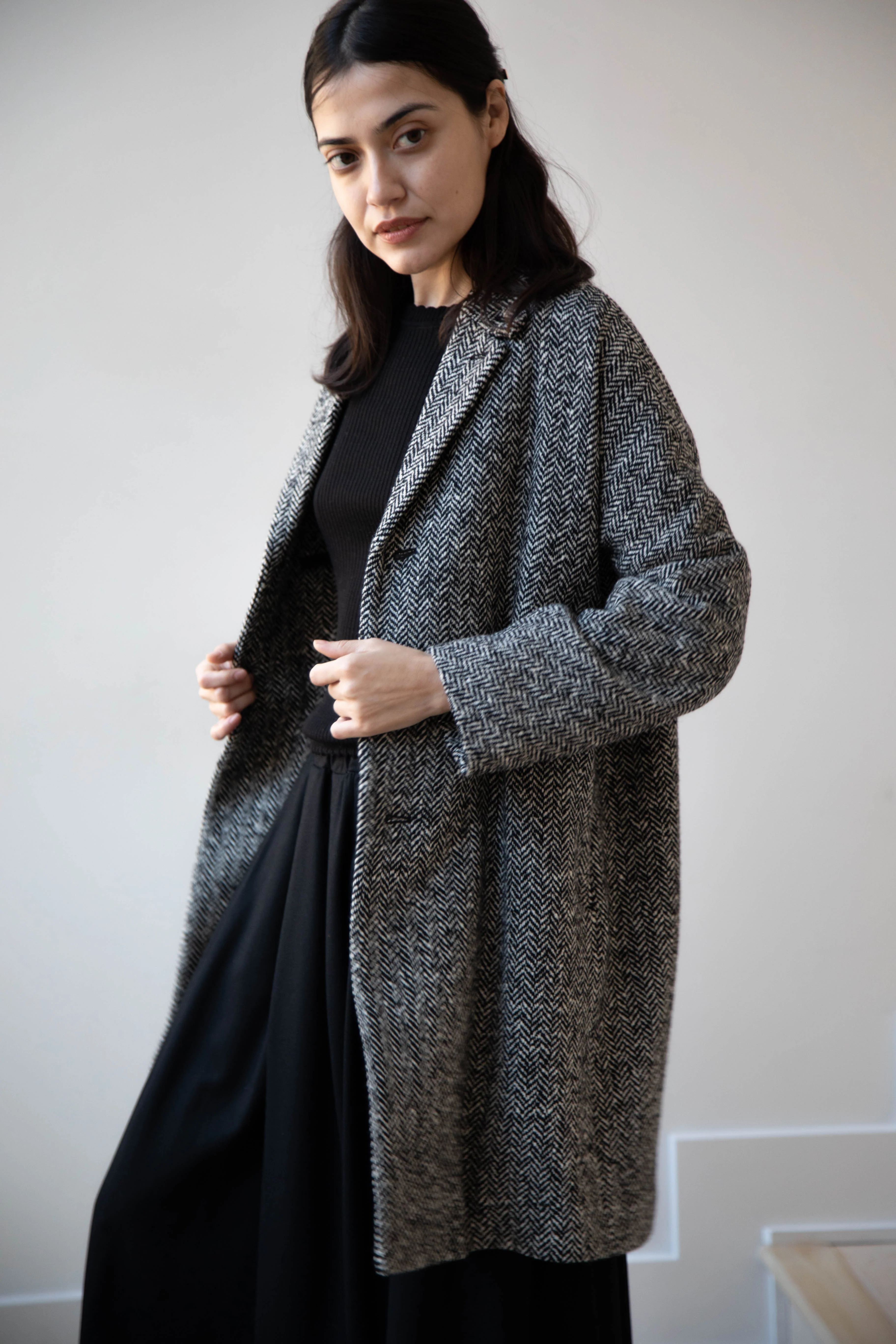 Arts & Science | Grandpa City Coat in Black Herringbone - Image 21